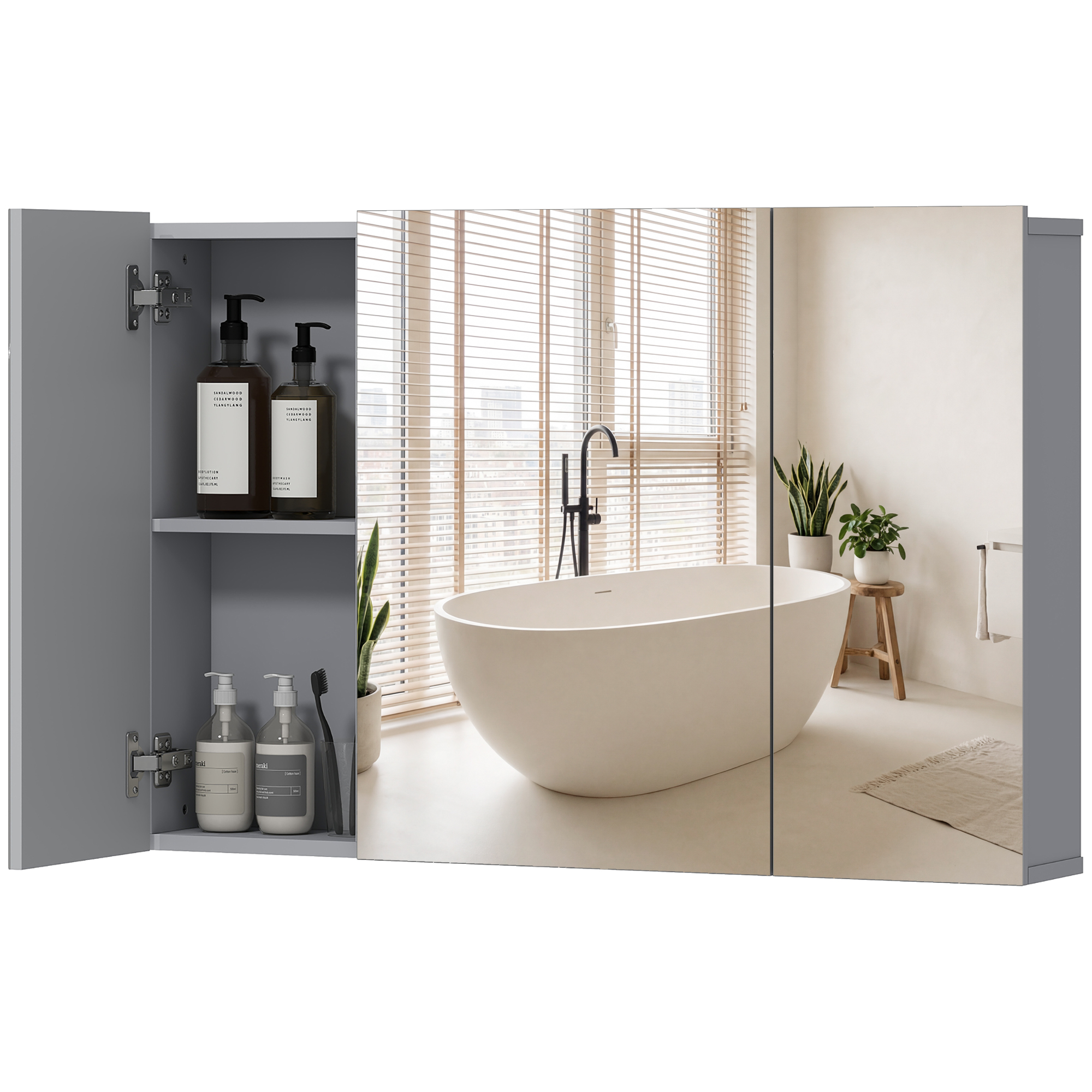 Badezimmermöbel, Wand-, Verstellbar, 90 X 15 X 60 Cm, Grau