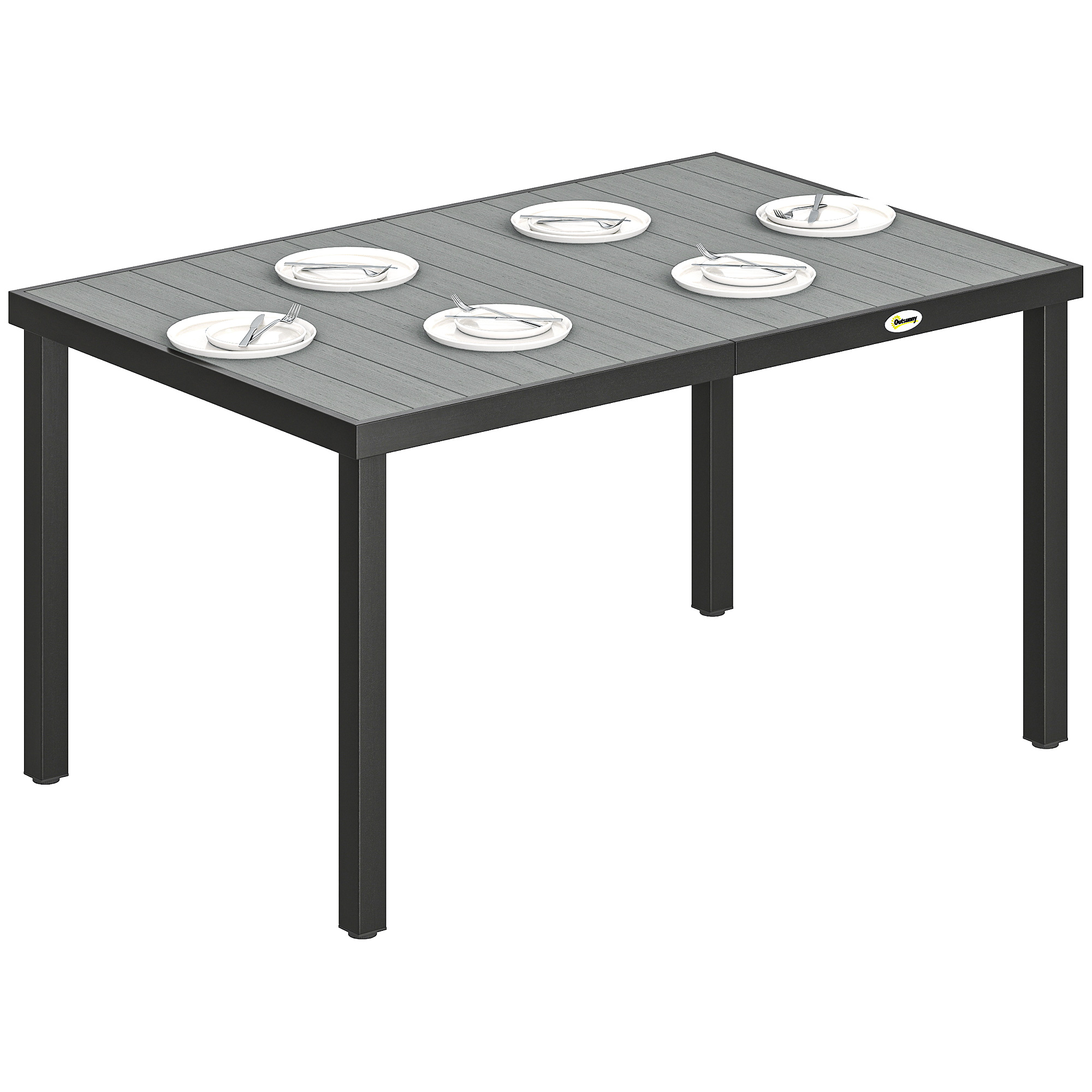 Gartentisch, Ablagefläche Aus Sicherheitsglas, 140 X 90 X 74 Cm, Grau