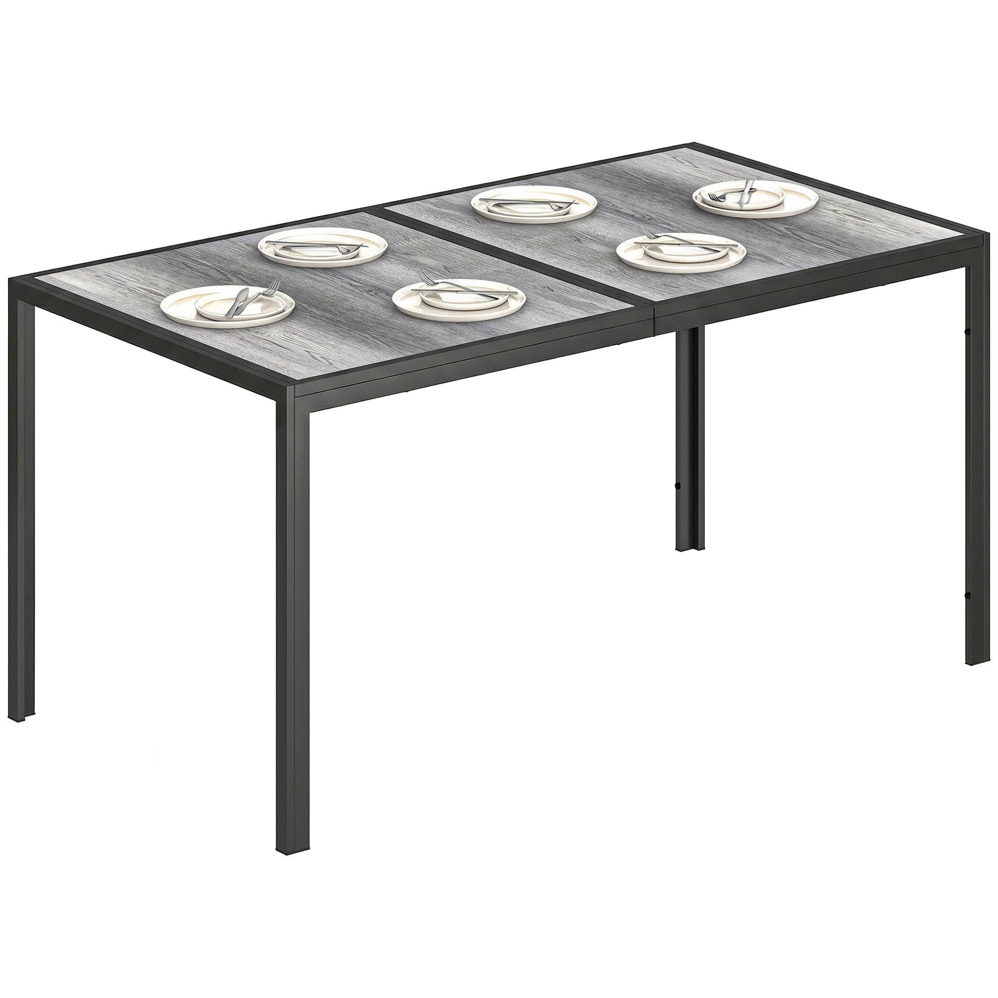 Gartentisch, Ablagefläche Aus Sicherheitsglas, 150 X 80 X 74 Cm, Grau