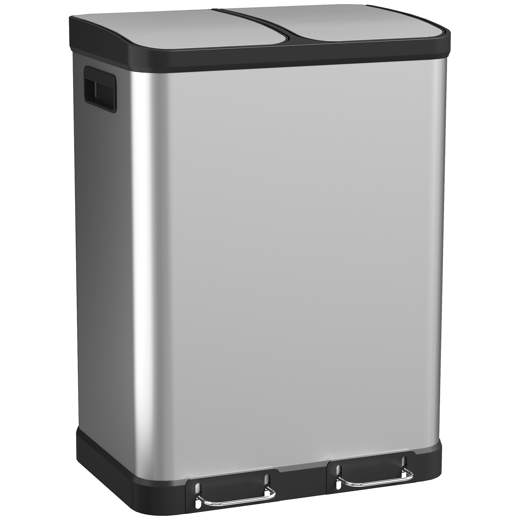 Tretmülleimer 2 X 30 L, Edelstahl, 48,8 X 39,5 X 67 Cm, Silber
