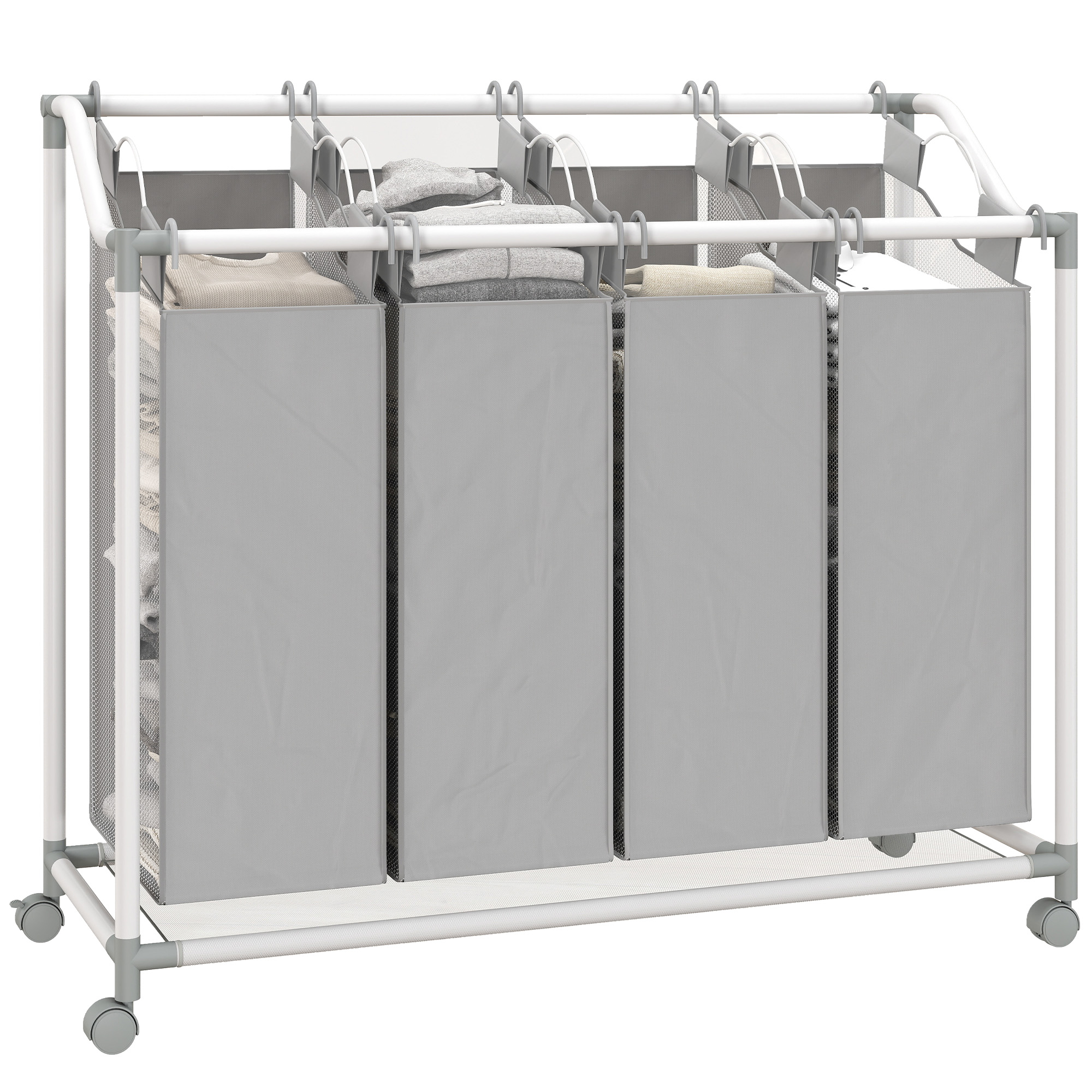 Wäschekorb Mit Deckel Und Abnehmbarem Beutel, 97 X 38 X 81 Cm, Grau