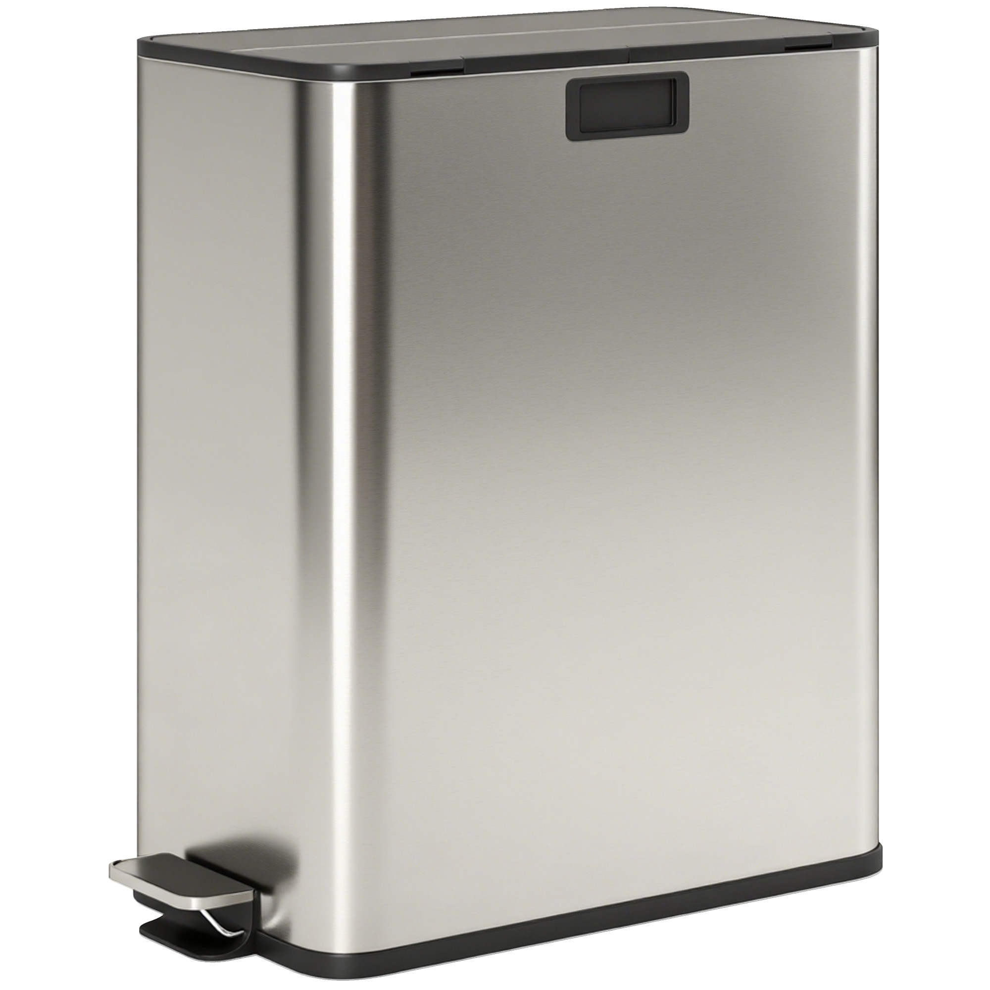 Doppel-mülleimer Für Die Mülltrennung, 2 X 28 L, 53,4 X 30 X 67 Cm, Silber