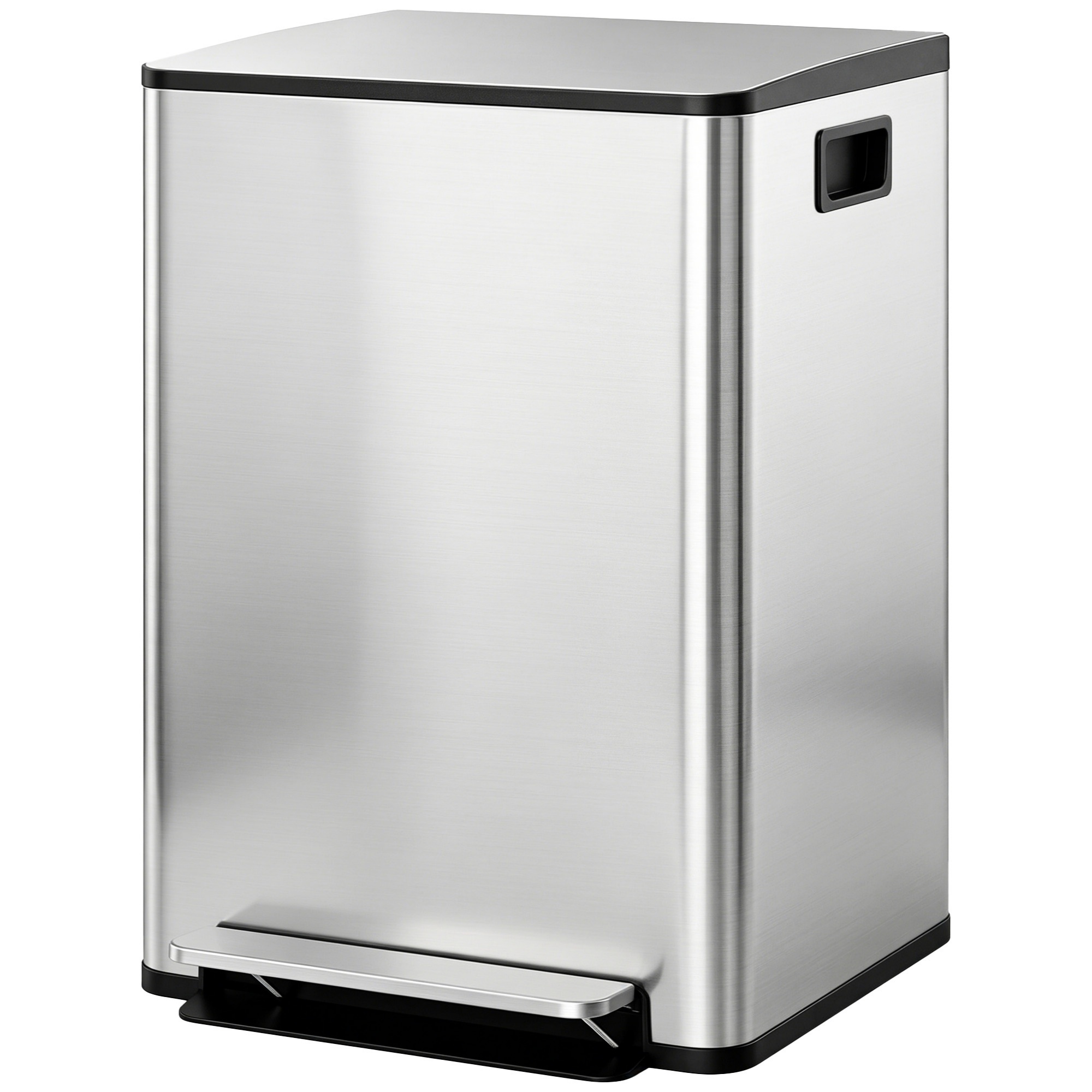 Doppel-mülleimer Für Die Mülltrennung, 2 X 30 L, 47,7 X 37,5 X 66,8 Cm, Silber