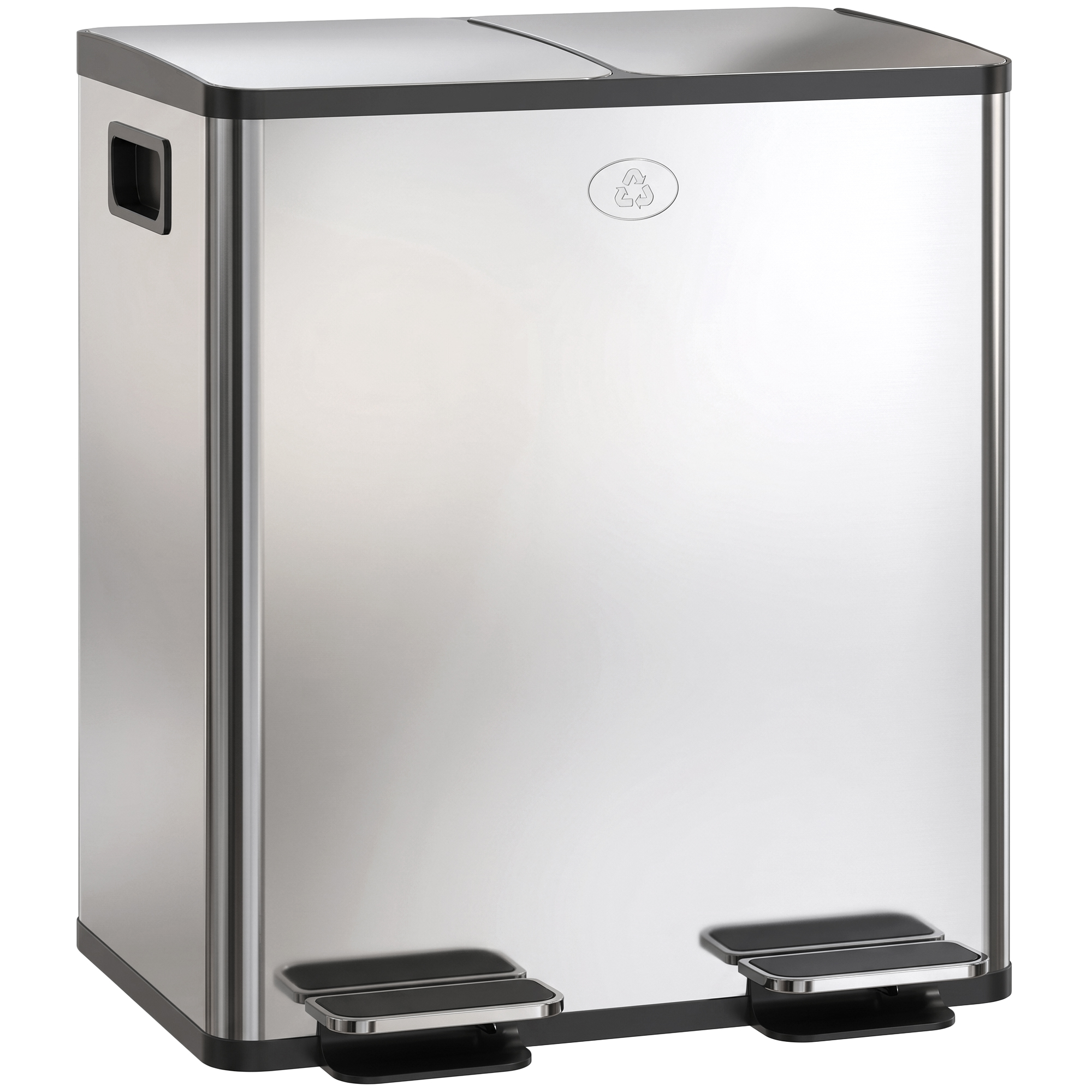 Doppel-mülleimer Für Die Mülltrennung, 2 X 20 L, 45,8 X 36 X 51,6 Cm, Silber