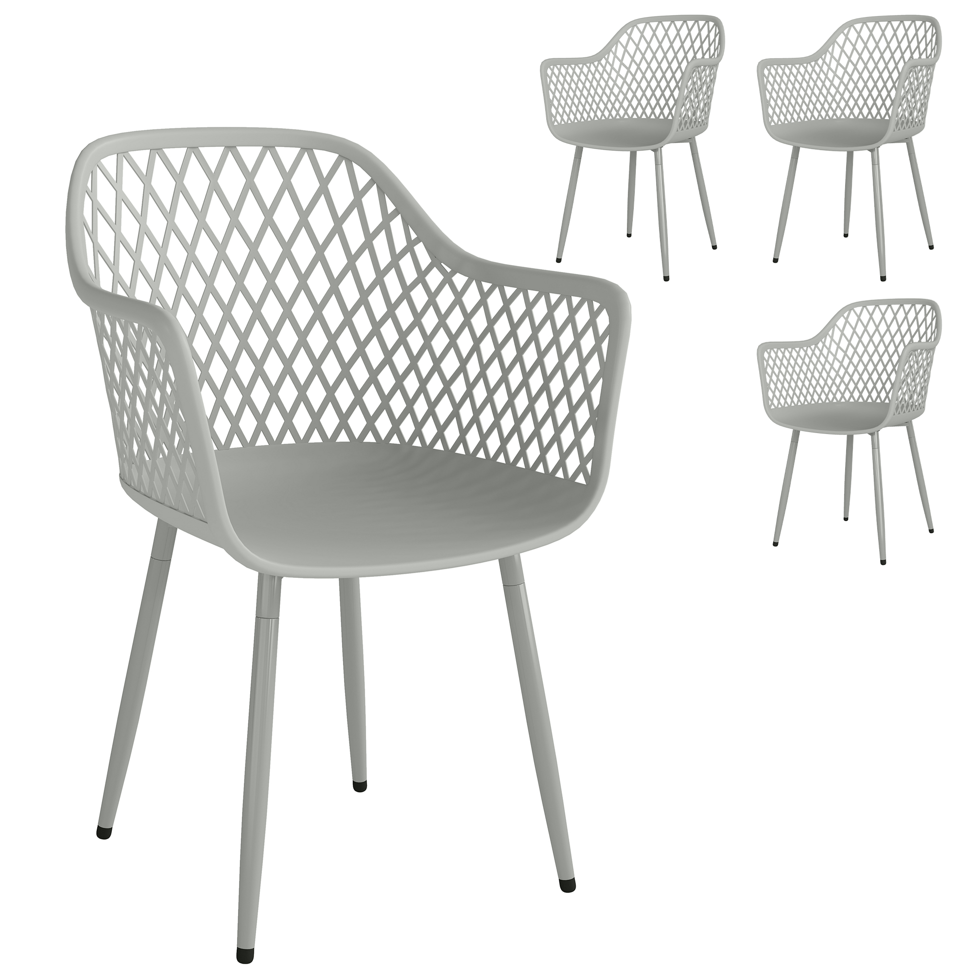 Gartenmöbelset, 4er-set, 56 X 51 X 84 Cm, Grau