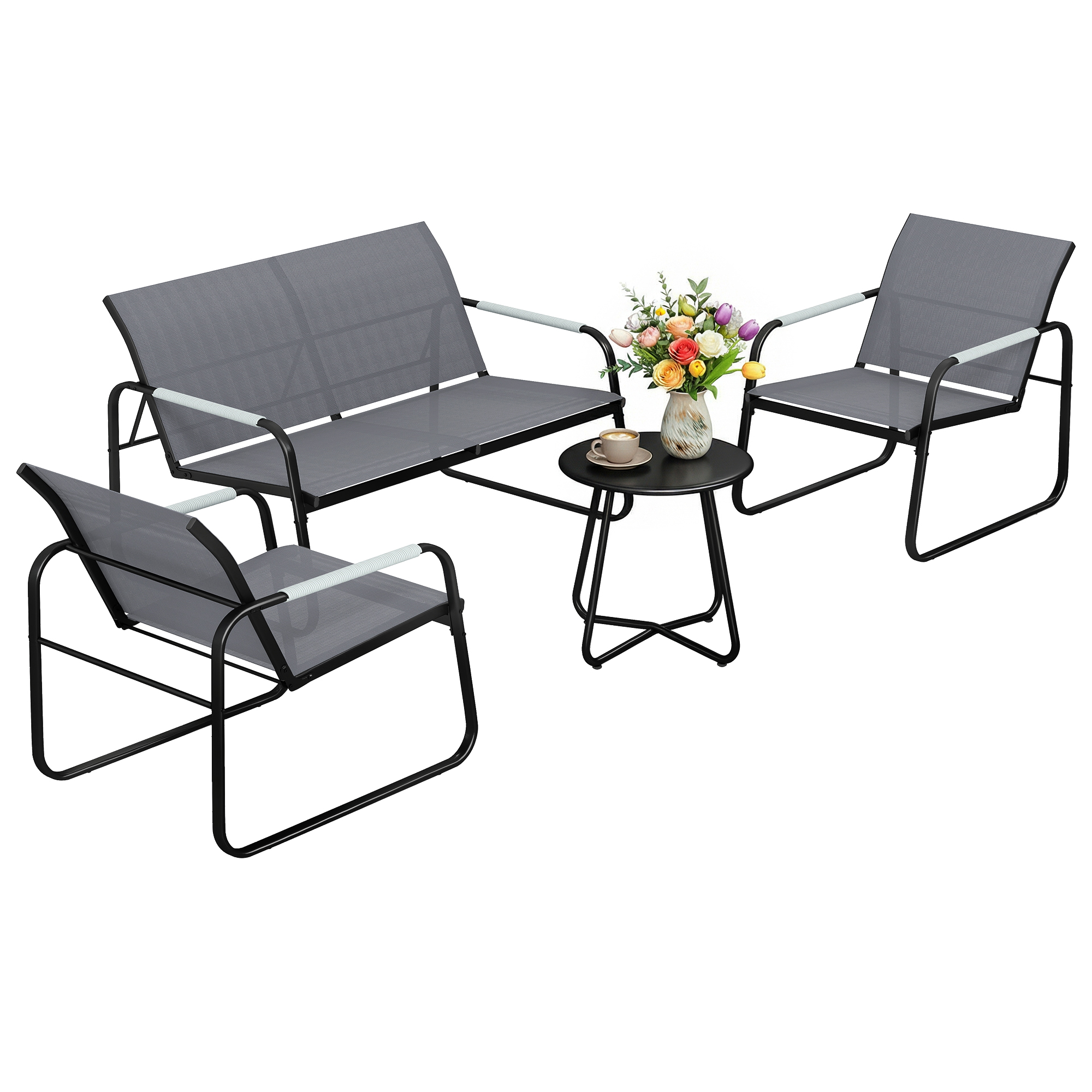Gartenmöbelset, 4 Sitzer, 111 X 71 X 75 Cm, Grau