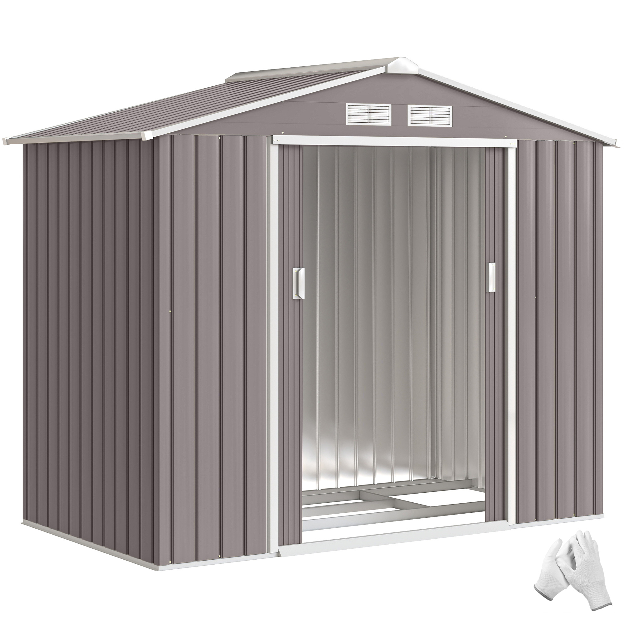 Gartenhaus, Abschließbare Türen Und Organisierter Stauraum, 213 X 130 X 185 Cm, Grau