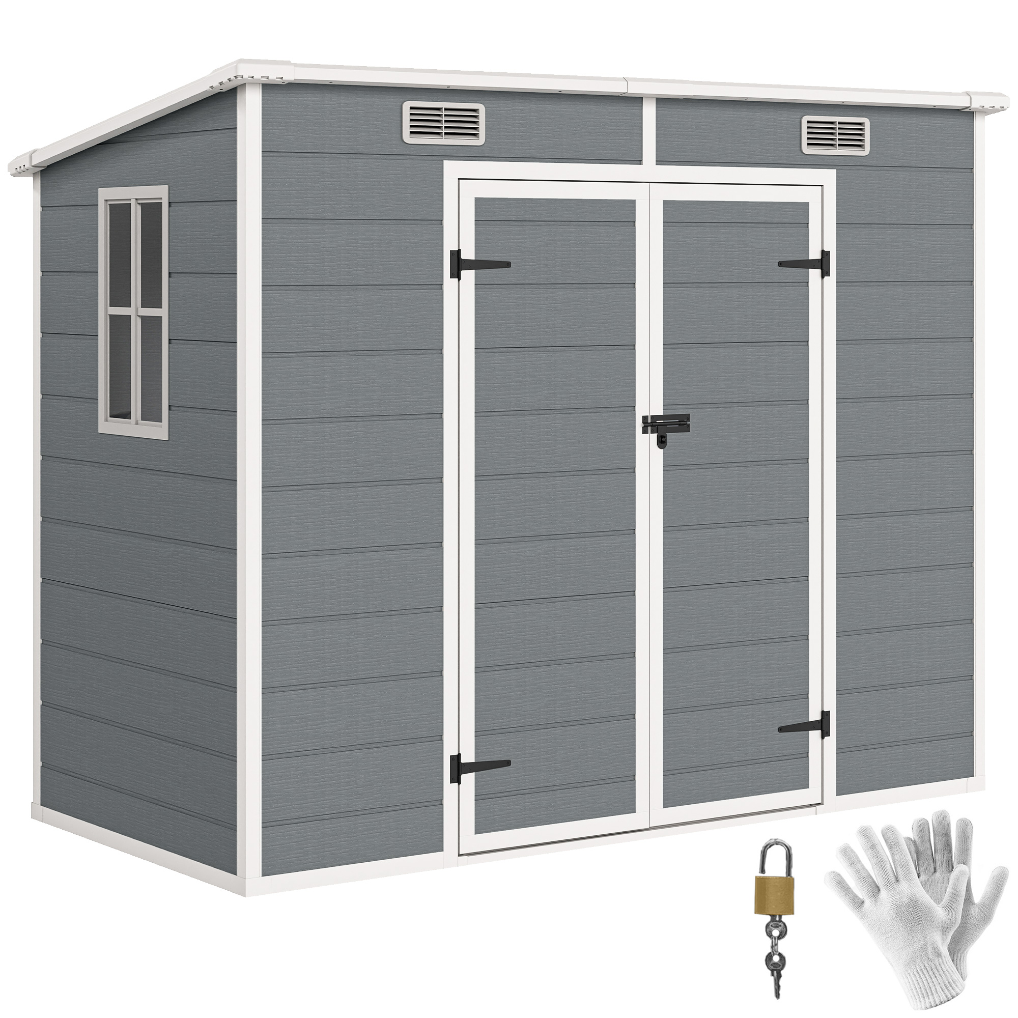 Gartenhaus, Abschließbare Türen Und Organisierter Stauraum, 238 X 125 X 183 Cm, Grau