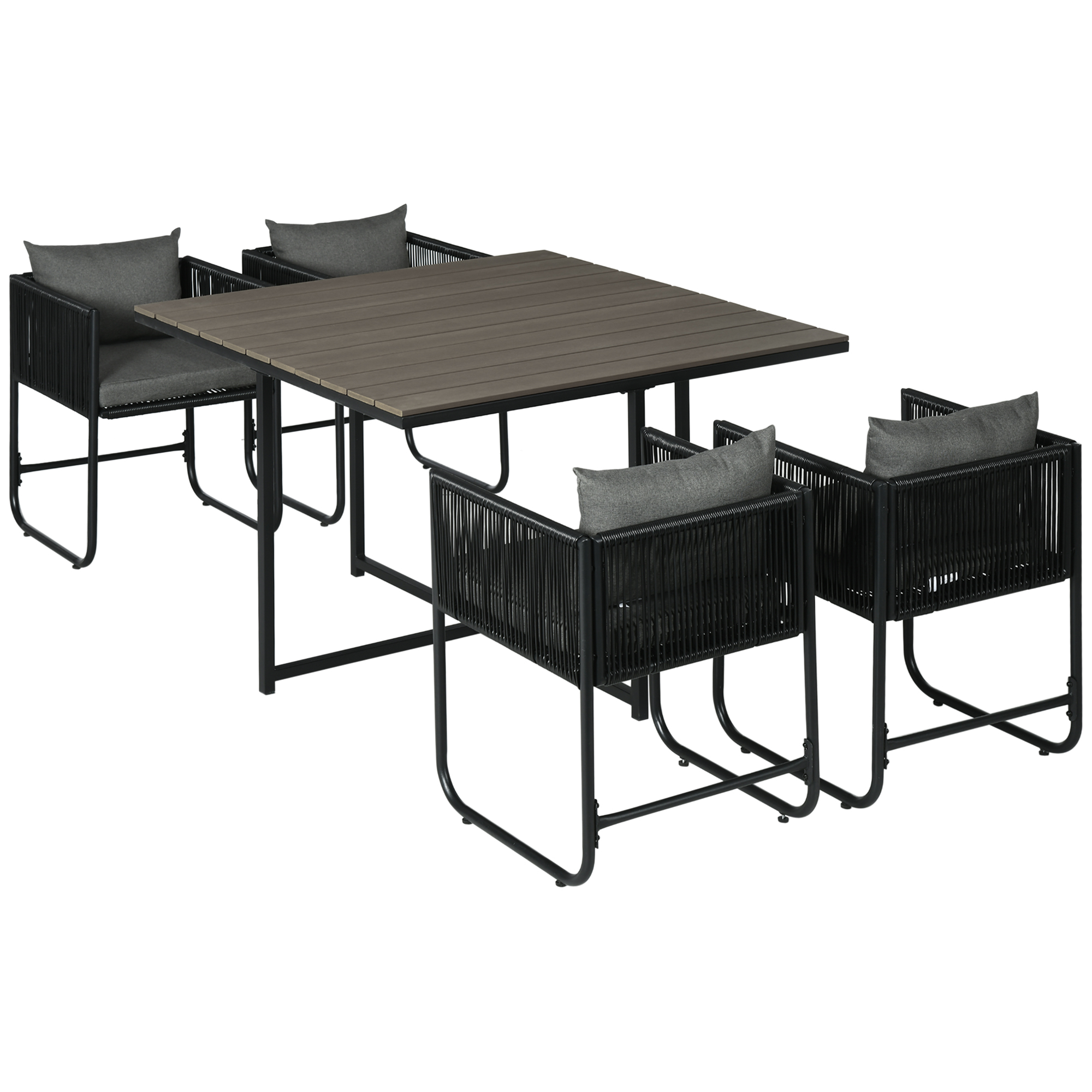 Gartenmöbel-set, Tisch Und Passende Sitzgelegenheiten, 110 X 110 X 75 Cm, Grau