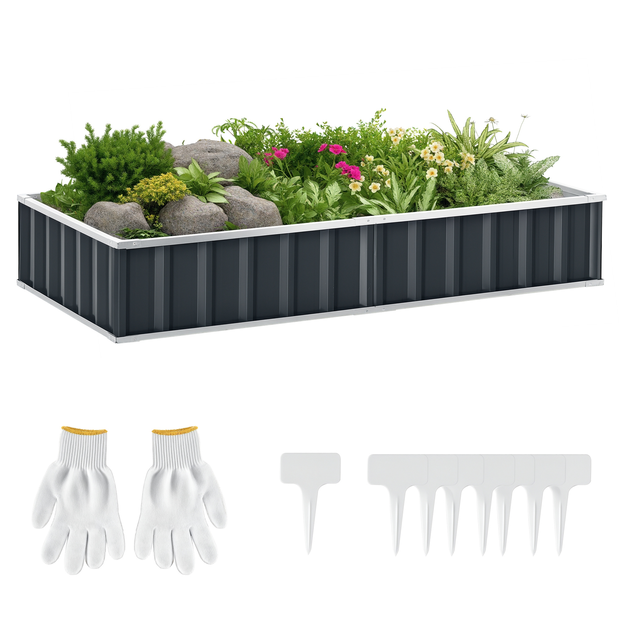 Hochbeet, Mit Drainage, 174 X 90 X 30 Cm, Grau