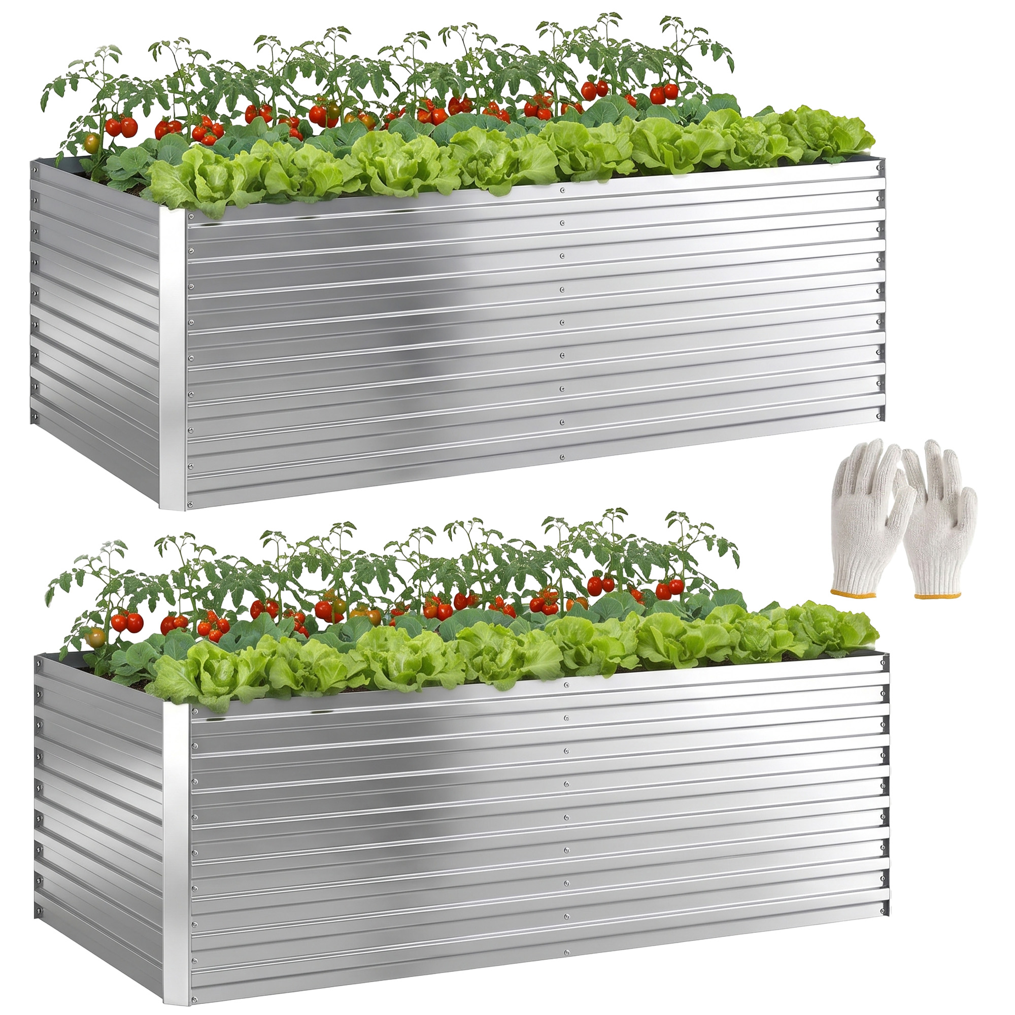 Hochbeet, Offener Boden, 180 X 90 X 60 Cm, Silber