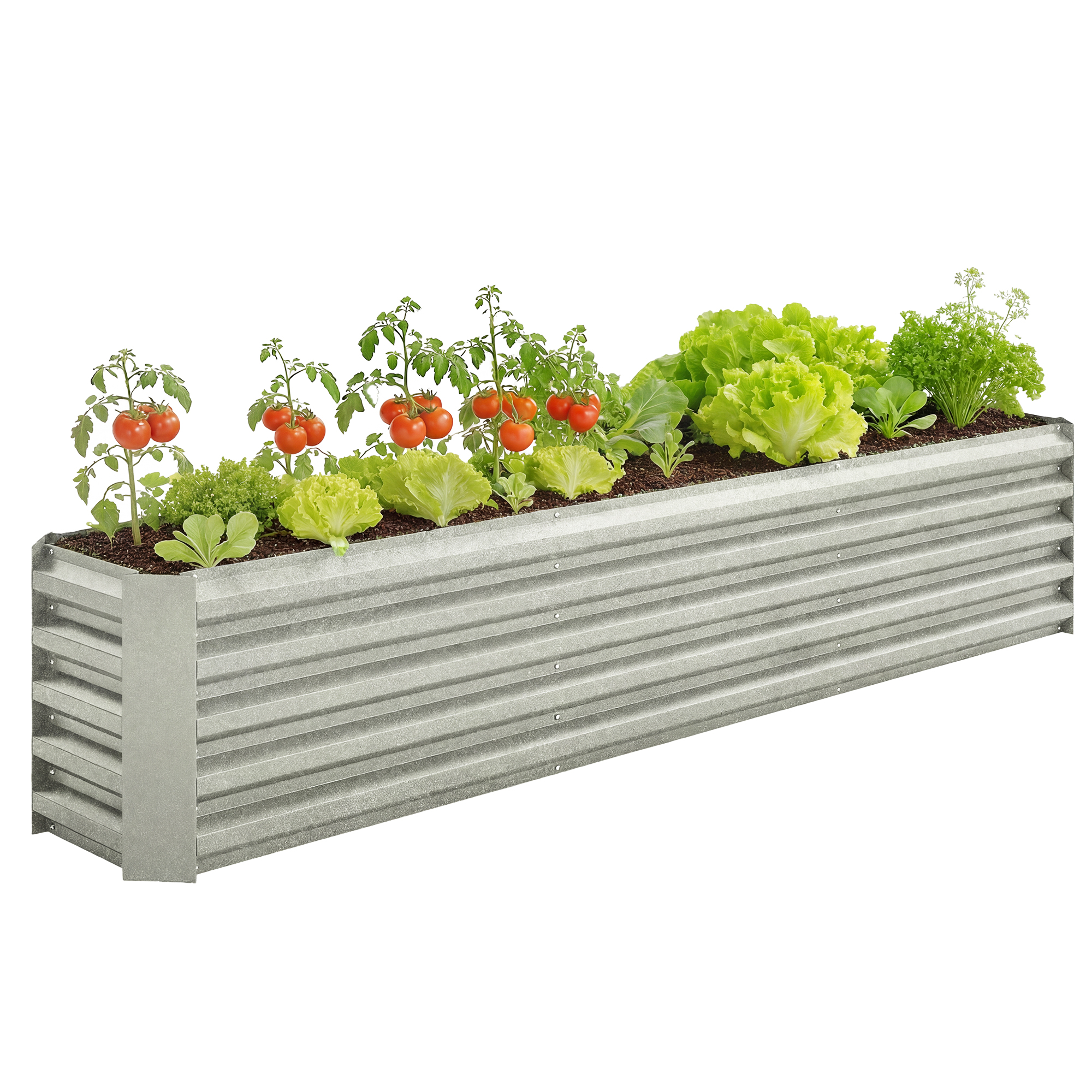 Hochbeet, Verzinkter Stahl, 240 X 40 X 45 Cm, Grau