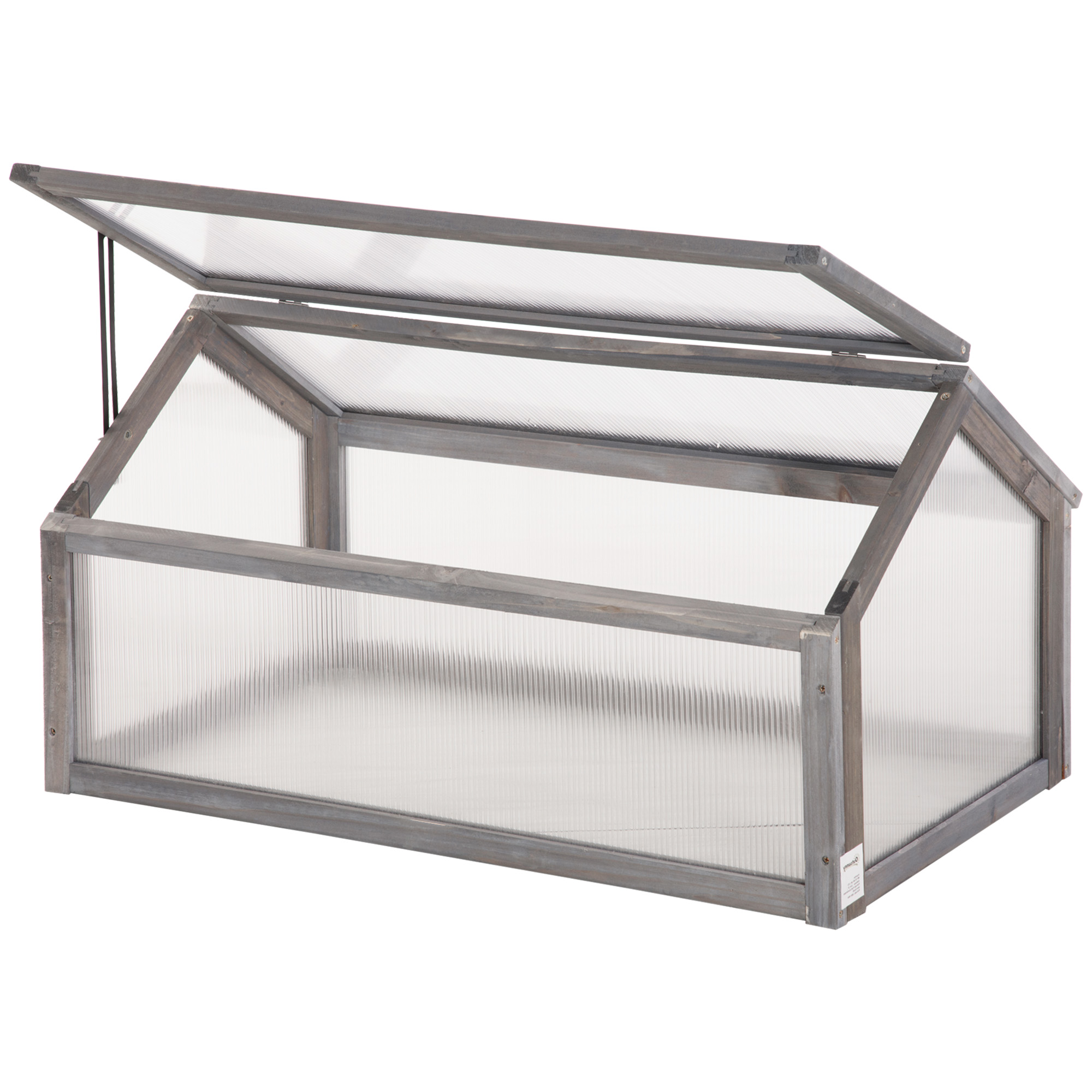 Kompaktes Gewächshaus Aus Holz, Polycarbonat-platten, 90 X 52 X 49,5 Cm, Grau
