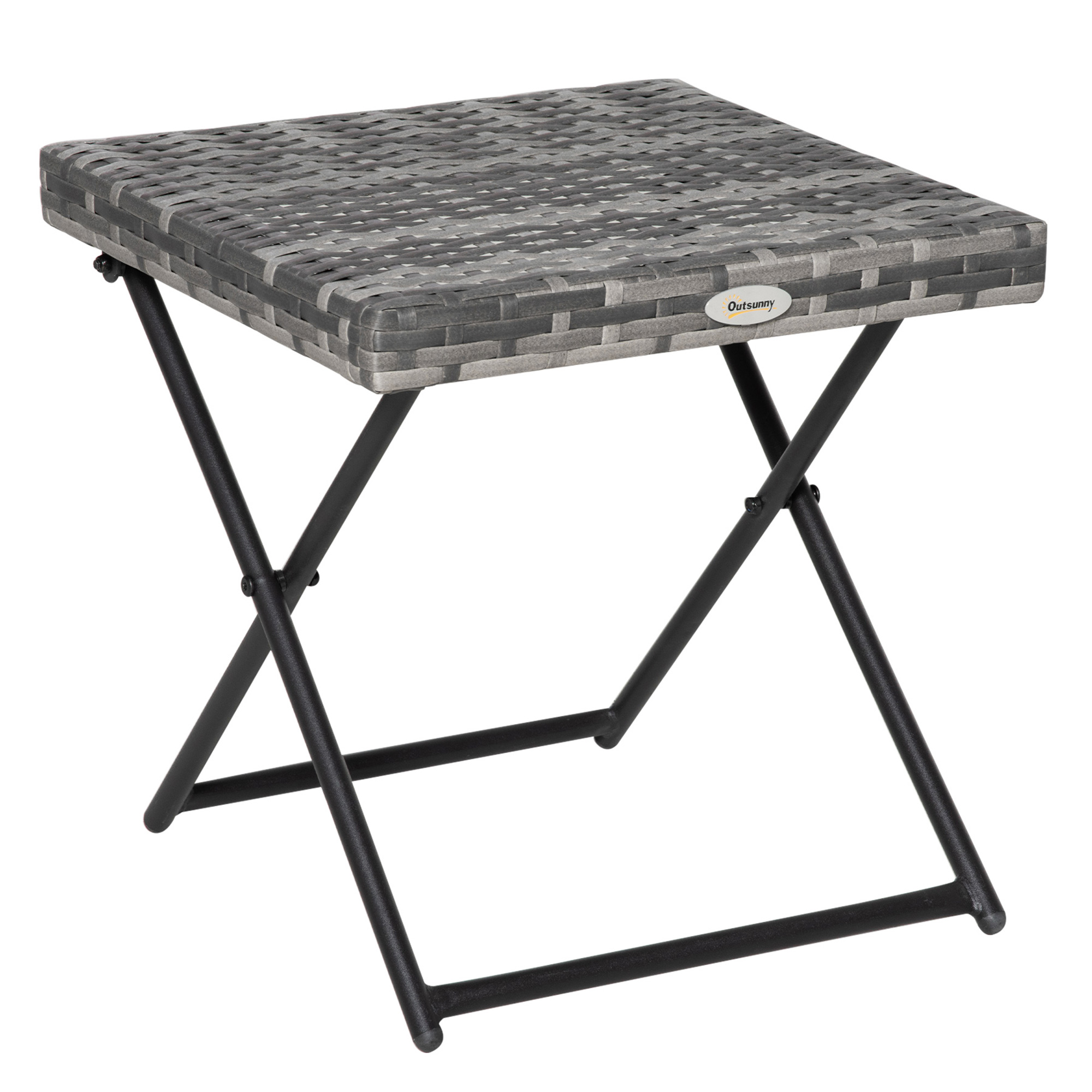 Klappbarer Couchtisch, Geflochtene Rattan-optik, 40 X 40 X 40 Cm, Grau