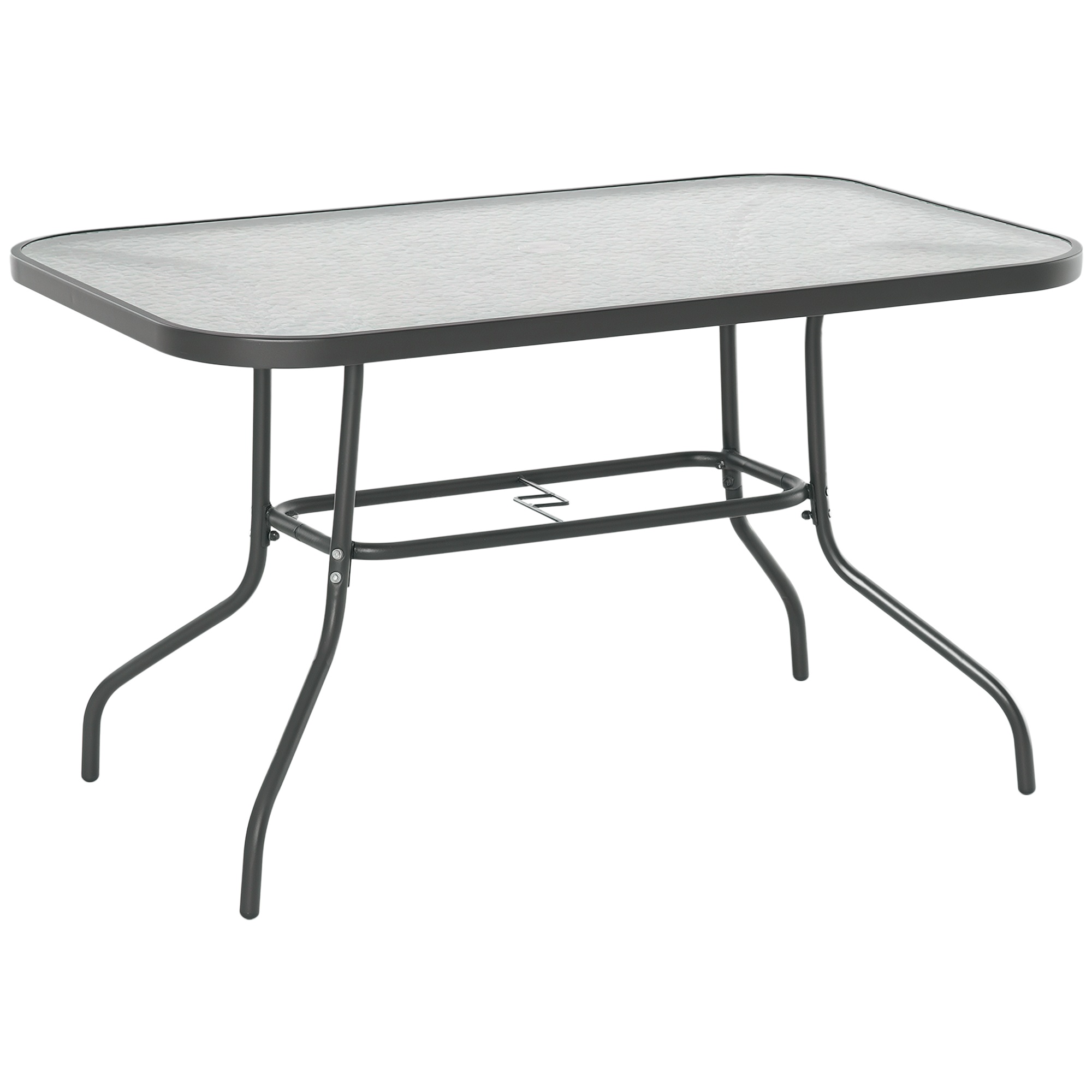Rechteckiger Gartentisch, Ablagefläche Aus Sicherheitsglas, 120 X 80 X 70 Cm, Grau