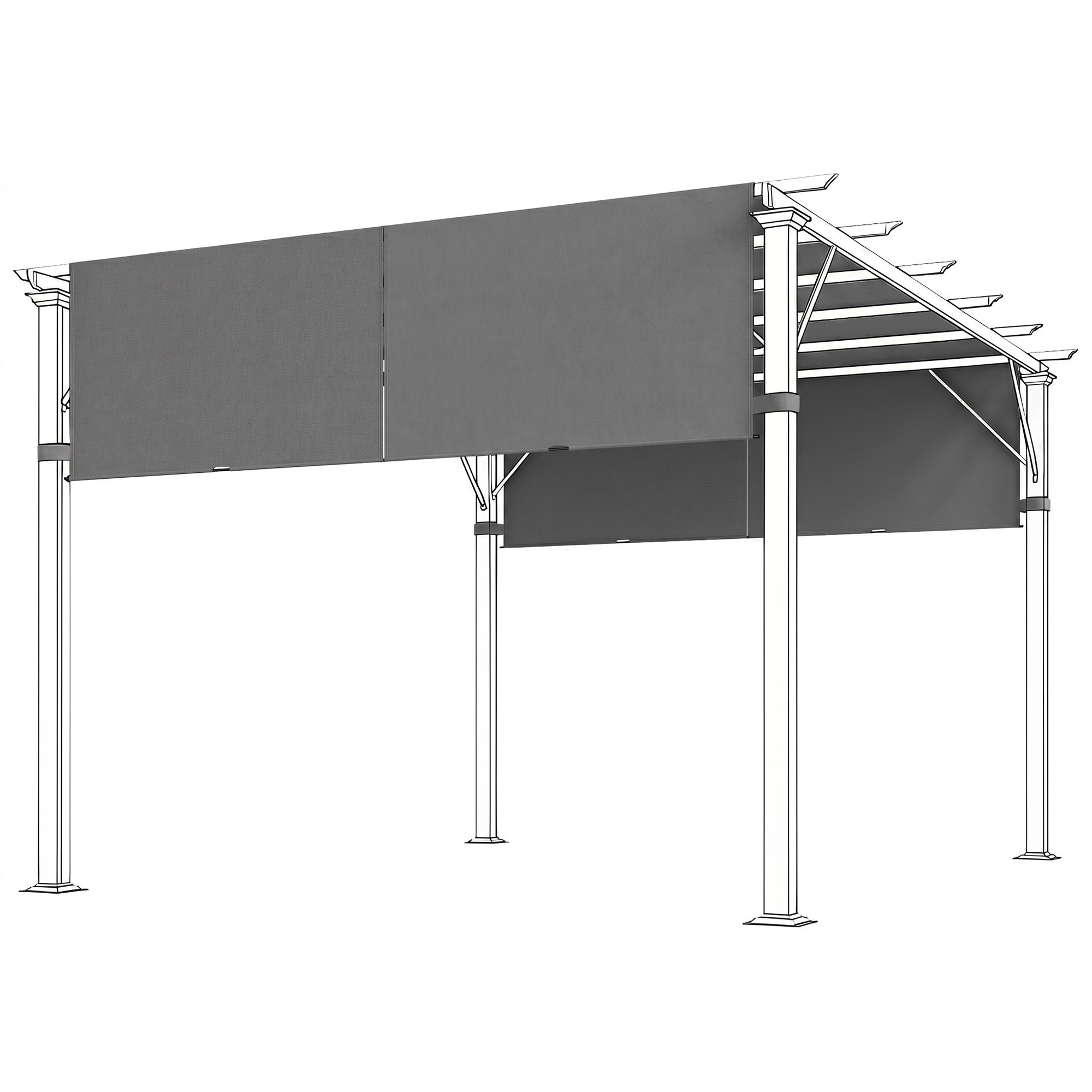 Set Aus 2 Ersatzplanen Für Pergola, 488 X 122 Cm, Grau