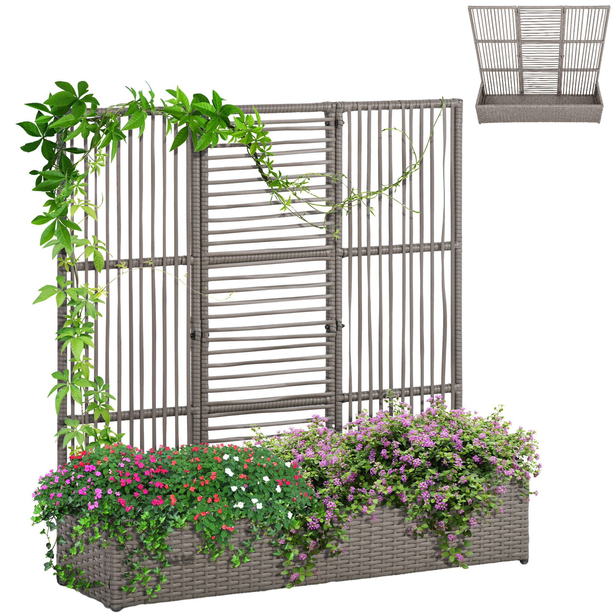 Blumenkasten, Mit Drainage, 103 X 29 X 103 Cm, Grau