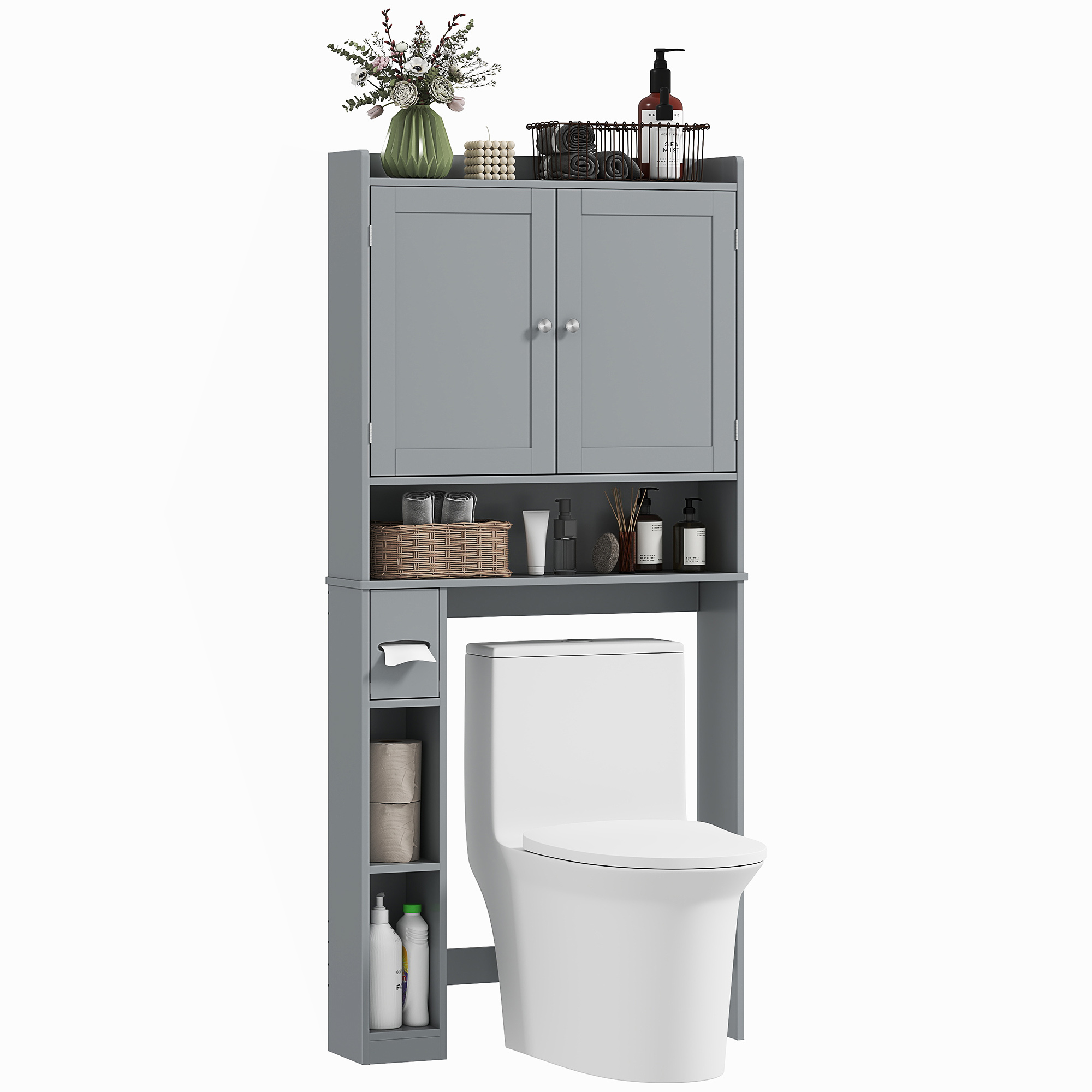 Wc-schrank, Feuchtigkeitsbeständig, 80 X 19,5 X 170 Cm, Grau