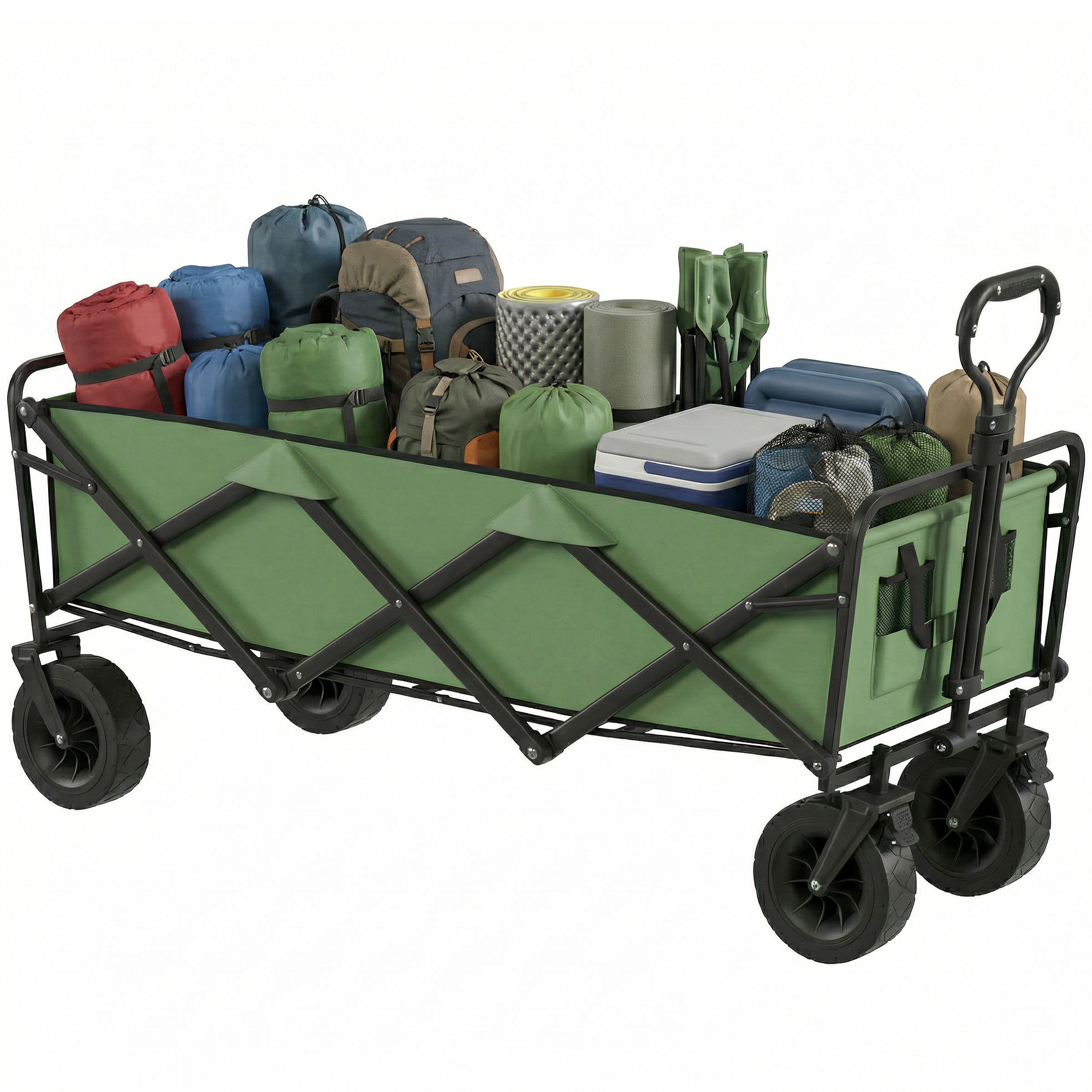 Gartenwagen, Klappbar, 133 X 56 X 100 Cm, Grün