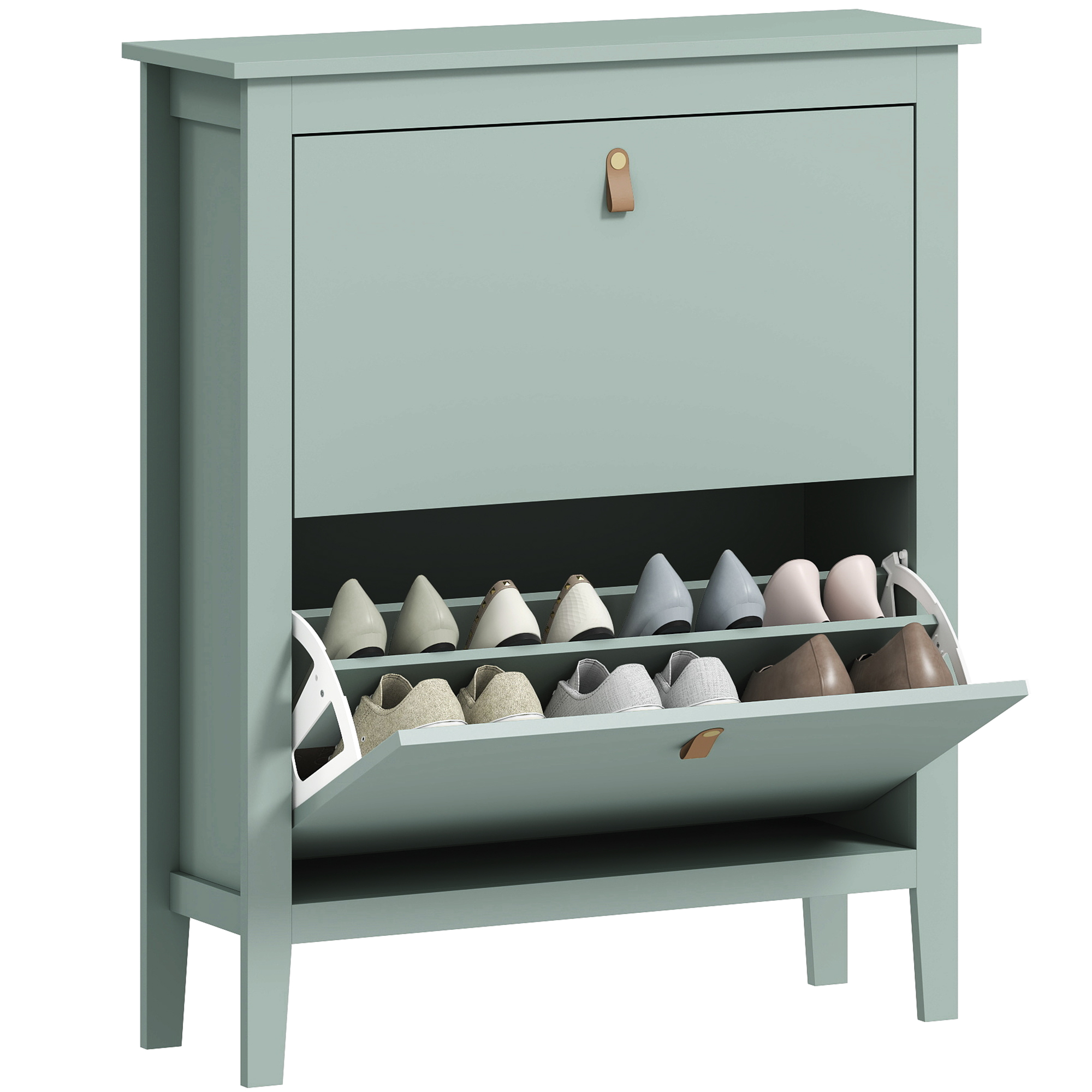 Schuhschrank, Mit Stauraum, 80 X 24 X 95,5 Cm, Grün