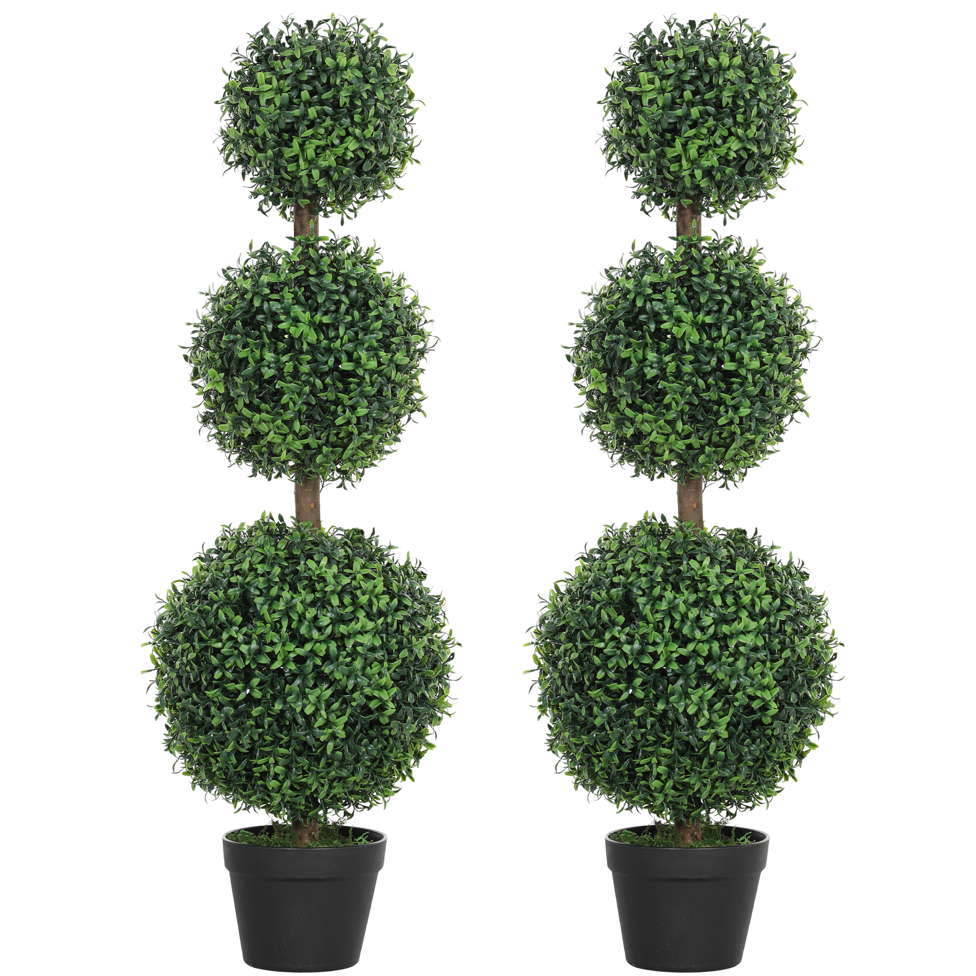 Set Aus 2 Künstlichen Buchsbaum-formbäumen, 30 X 30 X 101,6 Cm, Grün