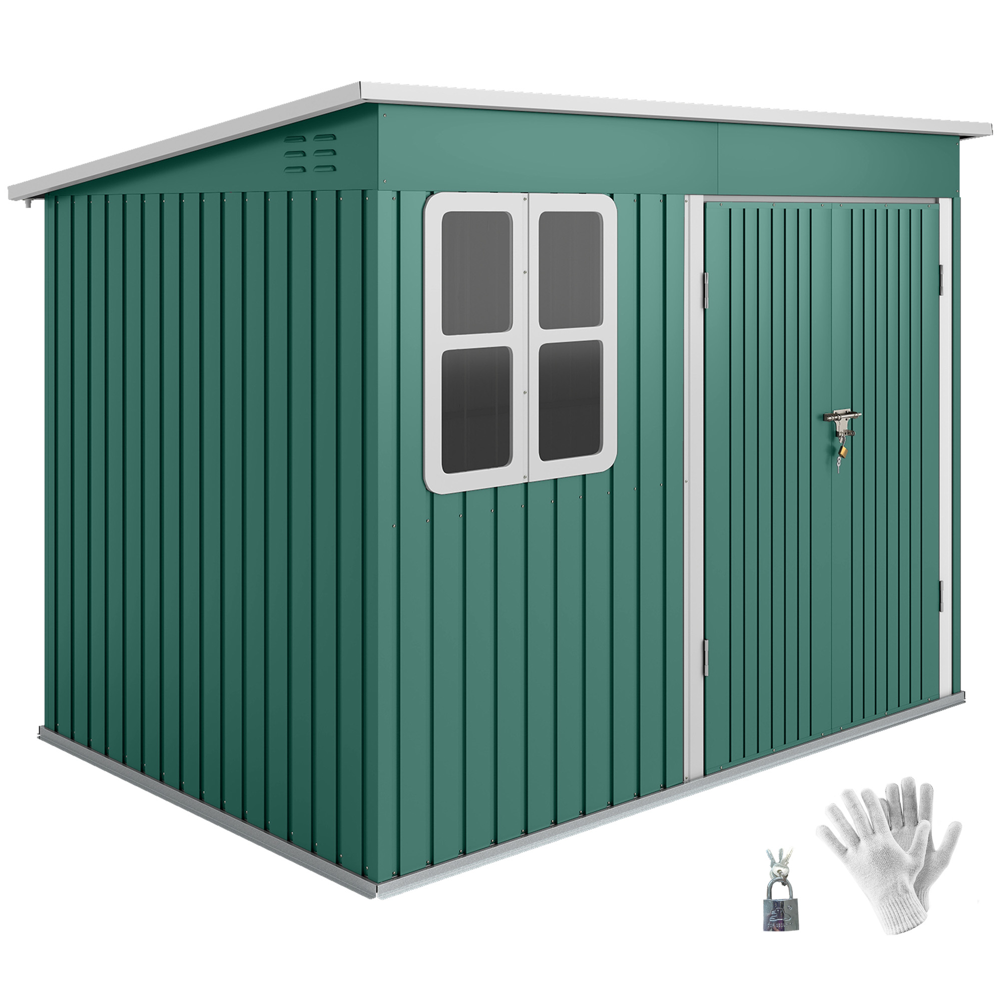 Gartenhaus, Abschließbare Türen Und Organisierter Stauraum, 260 X 177 X 190 Cm, Grün
