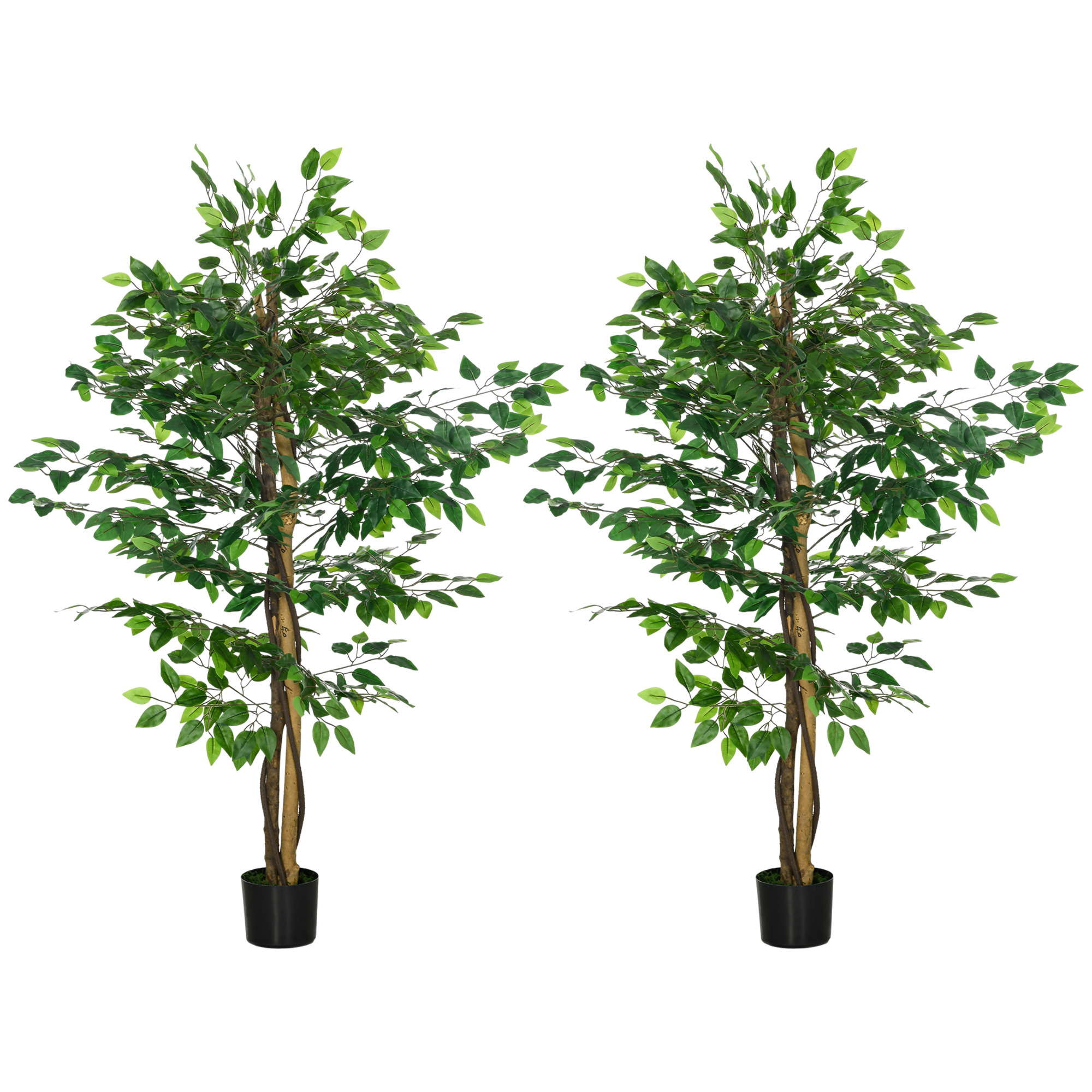 Set Aus 2 Künstlichen Ficus, Höhe 1,50 M, 15 X 15 X 150 Cm, Grün