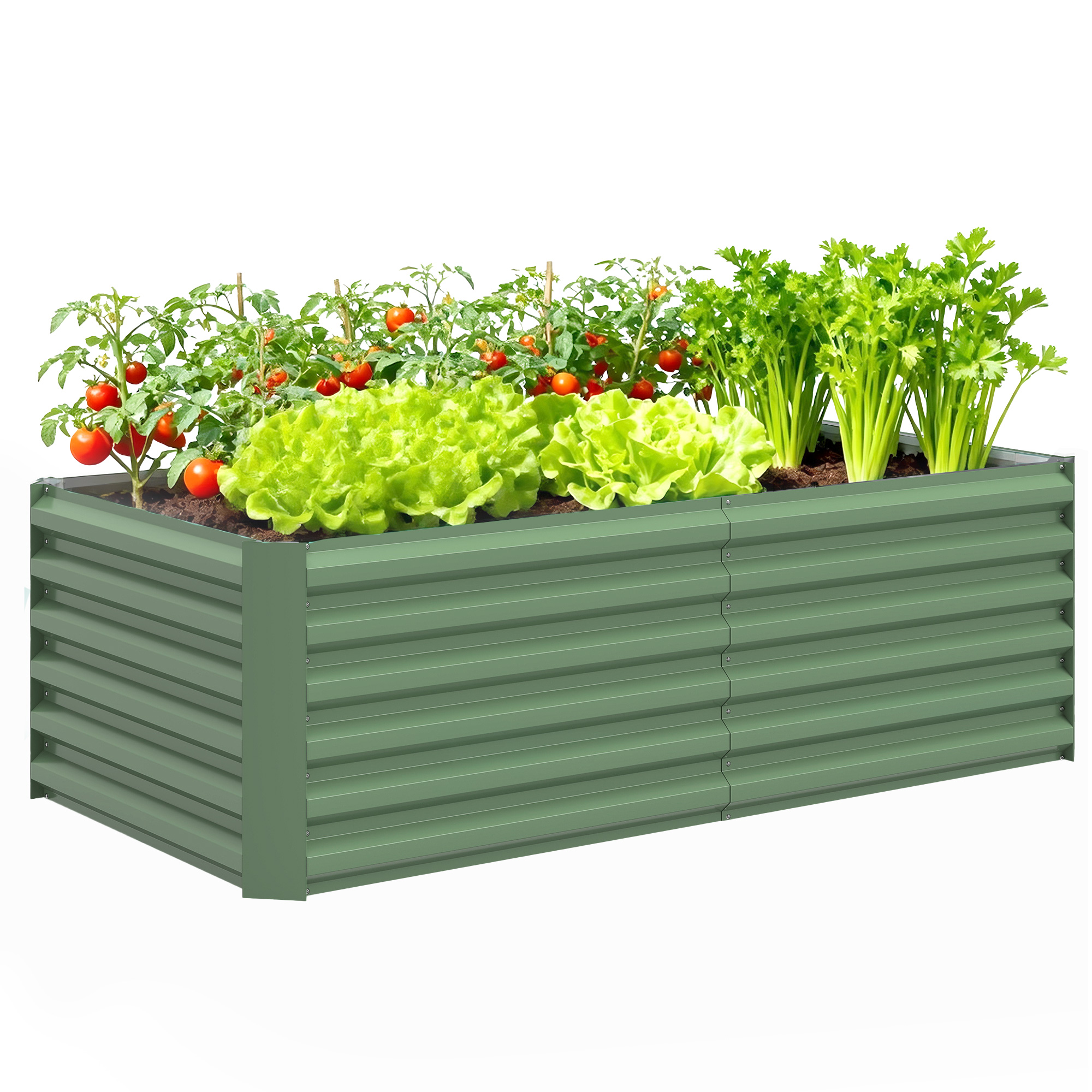 Hochbeet, Verzinkter Stahl, 180 X 90 X 57,5 Cm, Grün