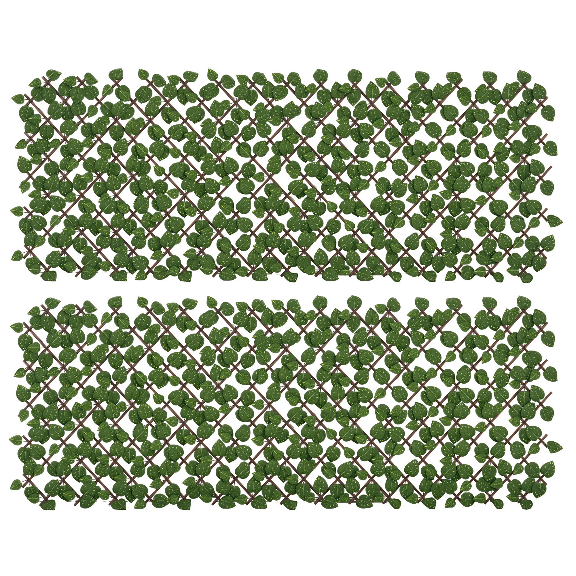 Set Aus 2 Künstlichen Hecken, Pflanzlicher Sichtschutz, 200 X 100 Cm, Grün