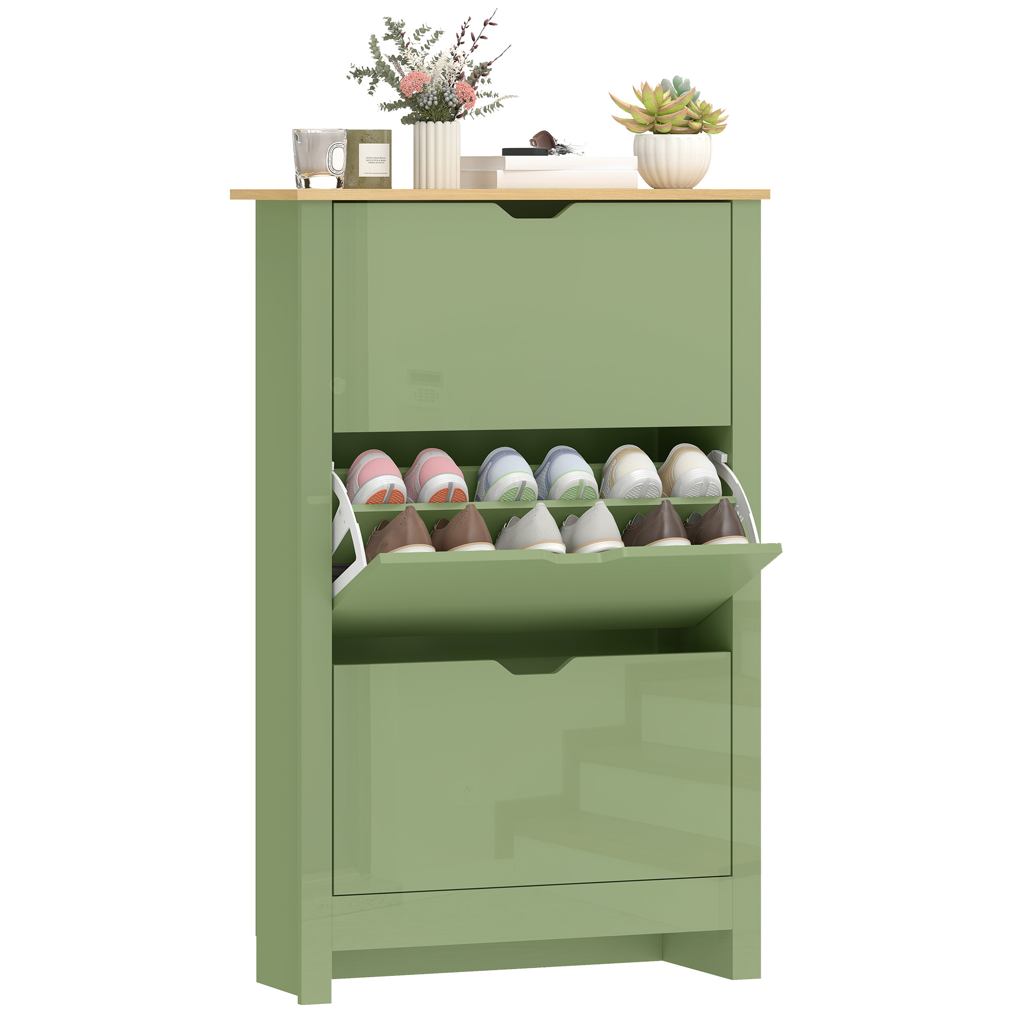 Schuhschrank 18 Paar, 72 X 26 X 112 Cm, Grün