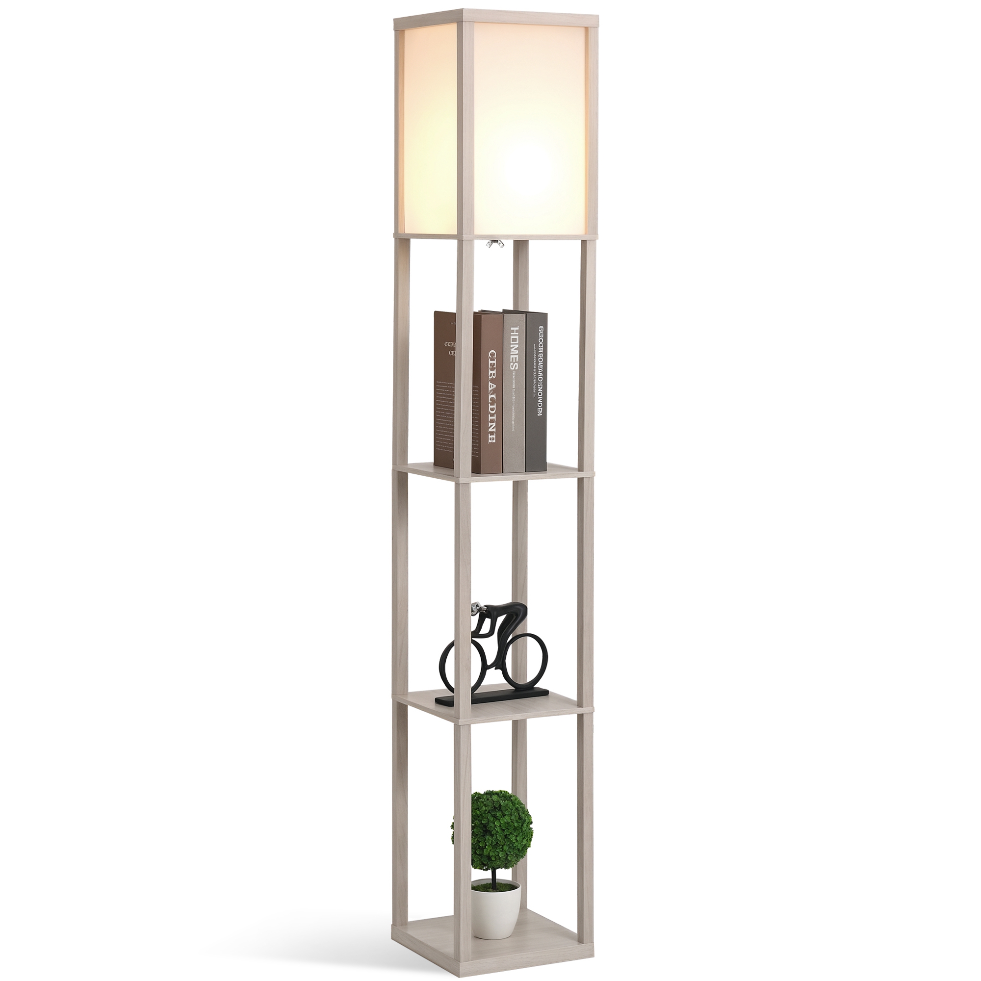 Stehlampe, Modernes Design Mit Fußschalter, 26 X 26 X 160 Cm, Hellgrau