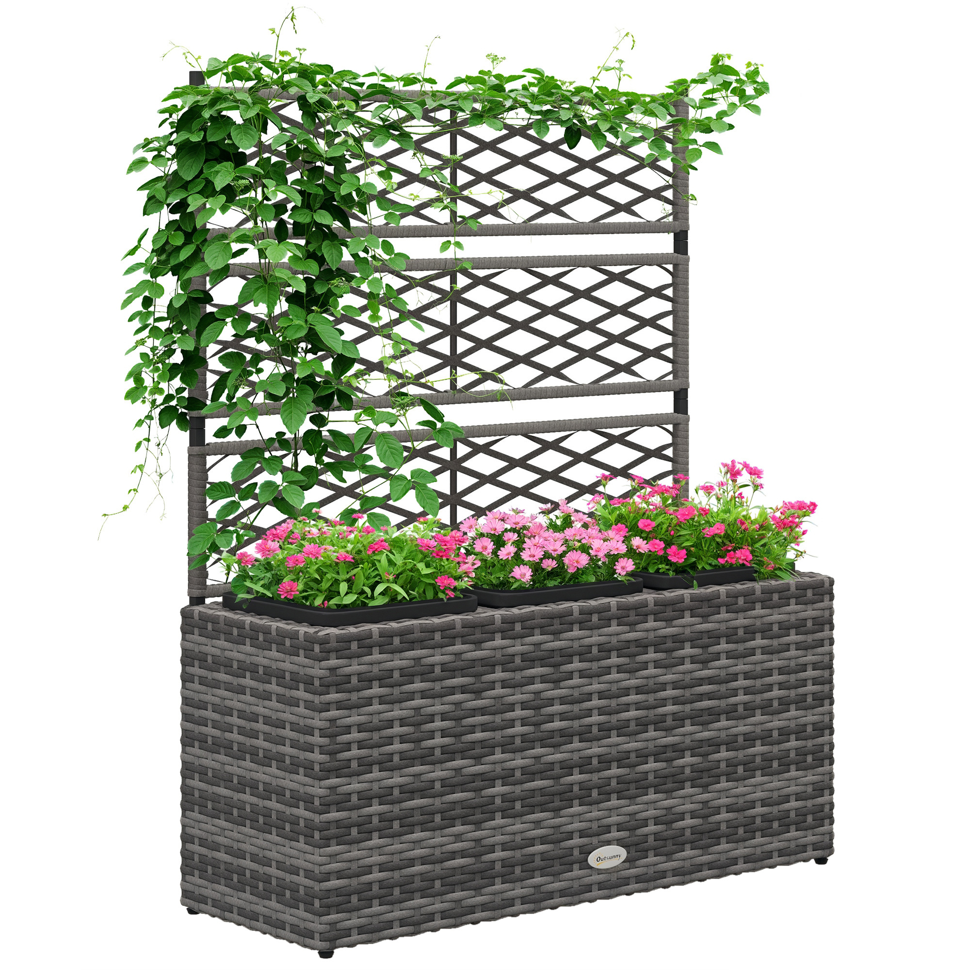Blumenkasten, Mit Rankgitter, 84 X 30 X 107 Cm, Hellgrau