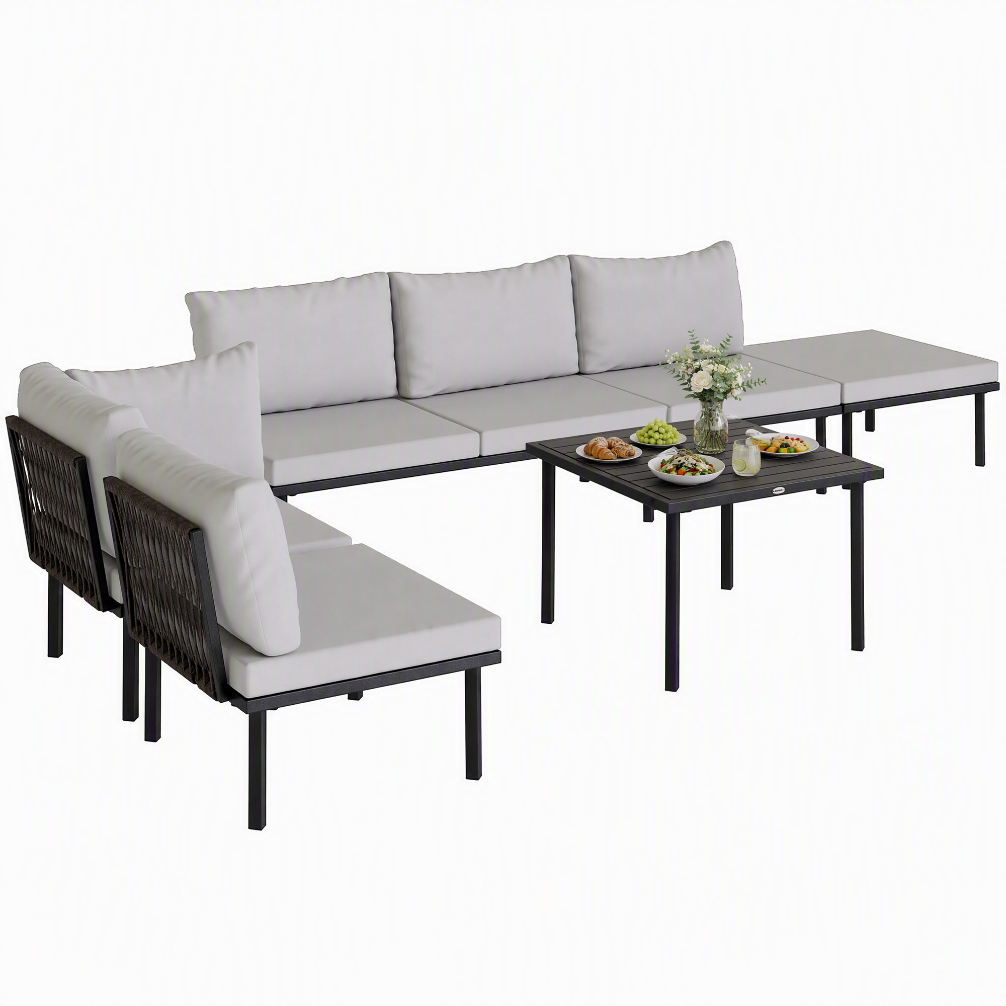 Gartenmöbelset, 6 Sitzer, 234 X 176 X 64 Cm, Hellgrau