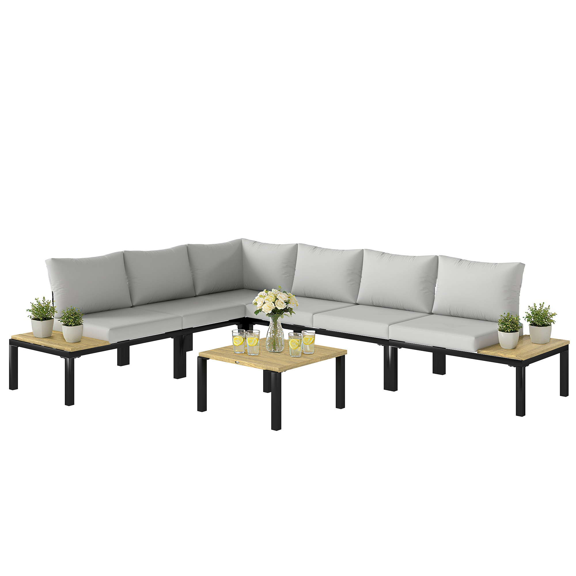 Gartenmöbel-set, 284 X 222 X 68 Cm, Hellgrau