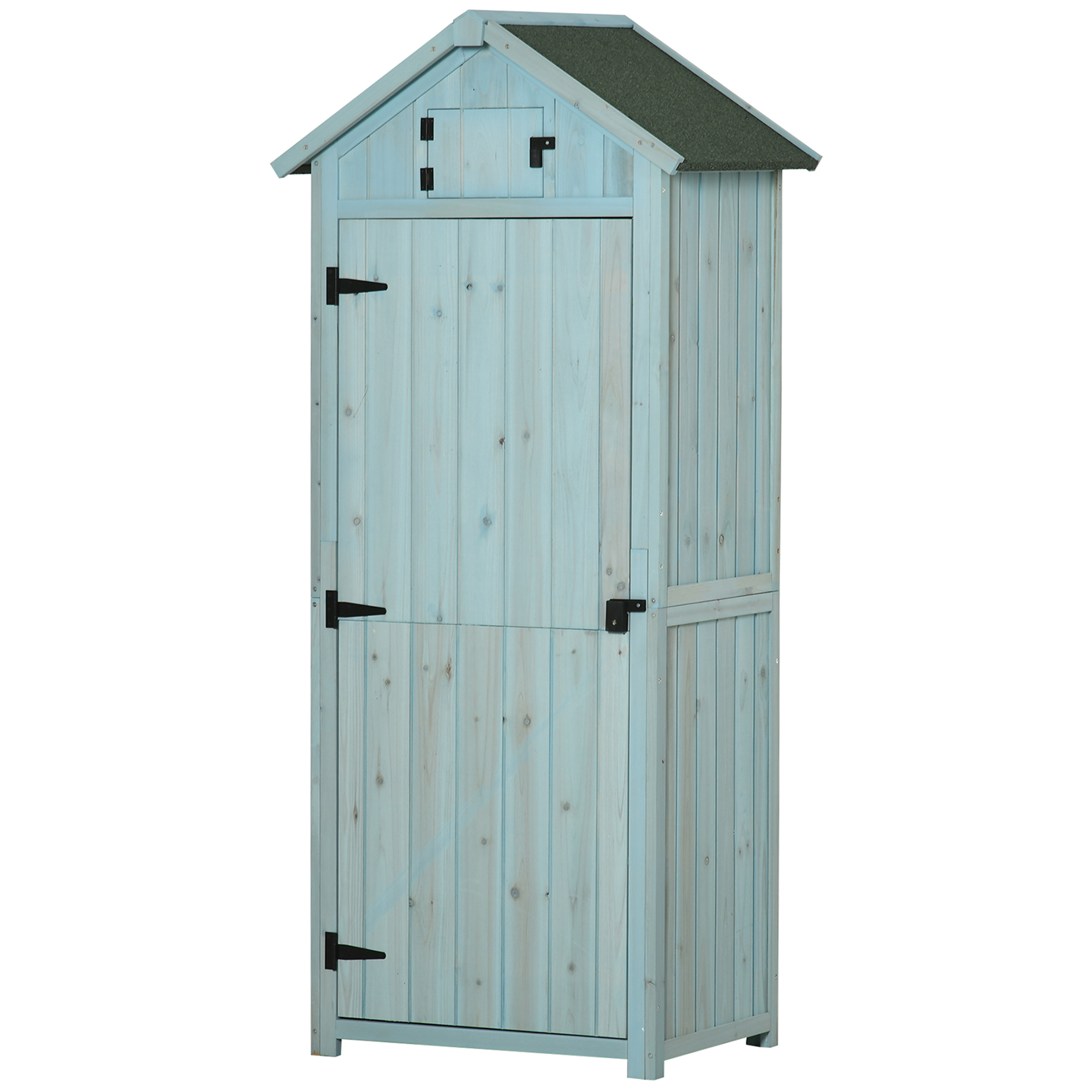 Gartenschrank, 3 Regale Und 2 Türen, 77 X 54 X 179 Cm, Hellblau