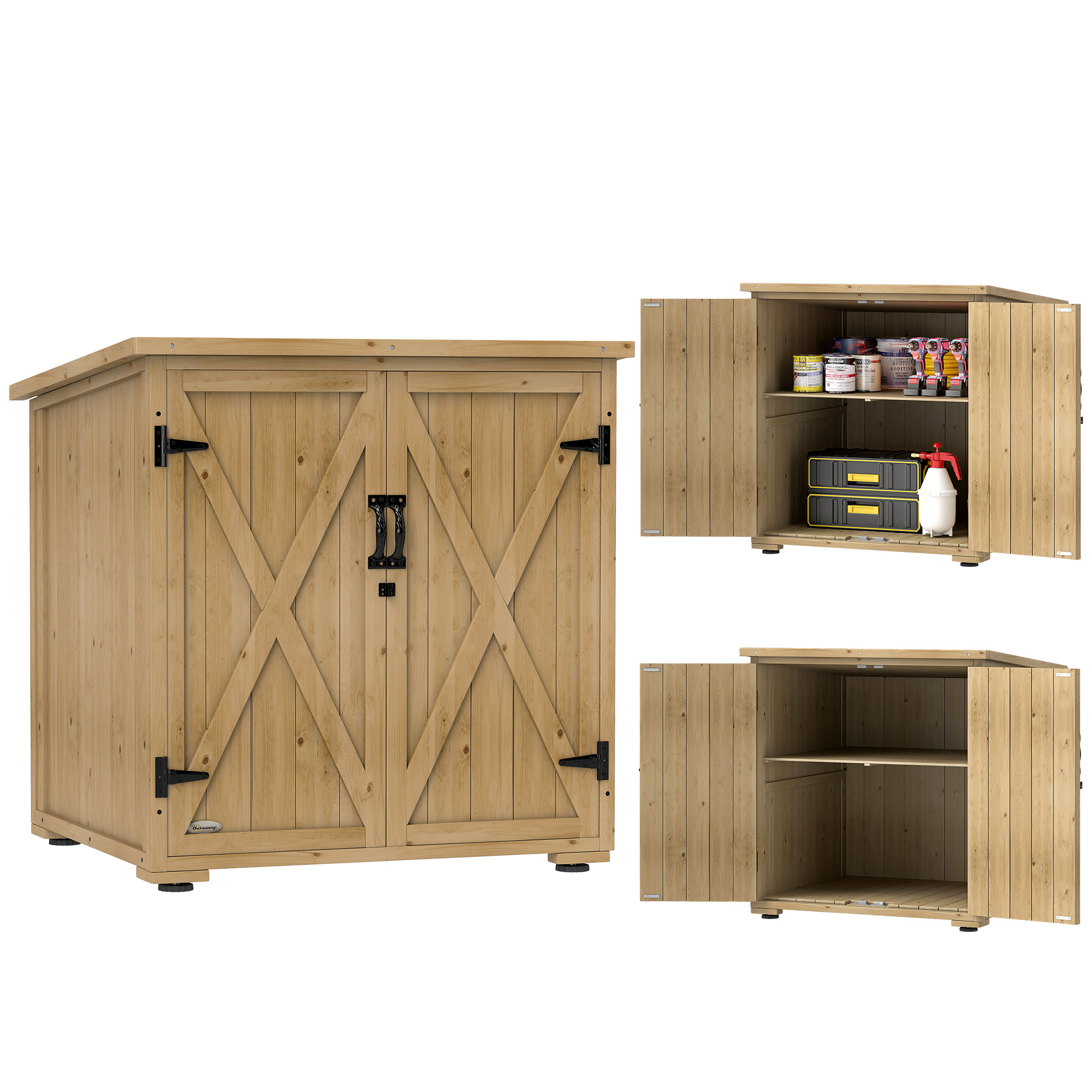 Garten-aufbewahrungsbox, Großes Volumen Und Robuster Deckel, 77,5 X 88 X 90 Cm, Natur