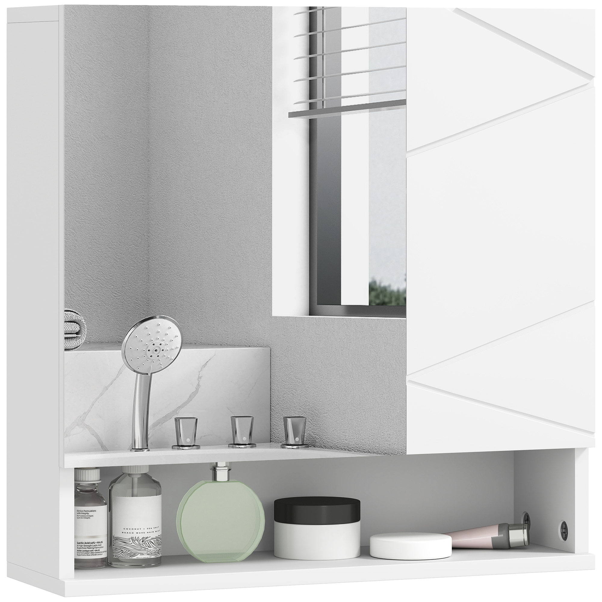 Badezimmerschrank, Wand-, 55 X 17 X 55 Cm, Natur