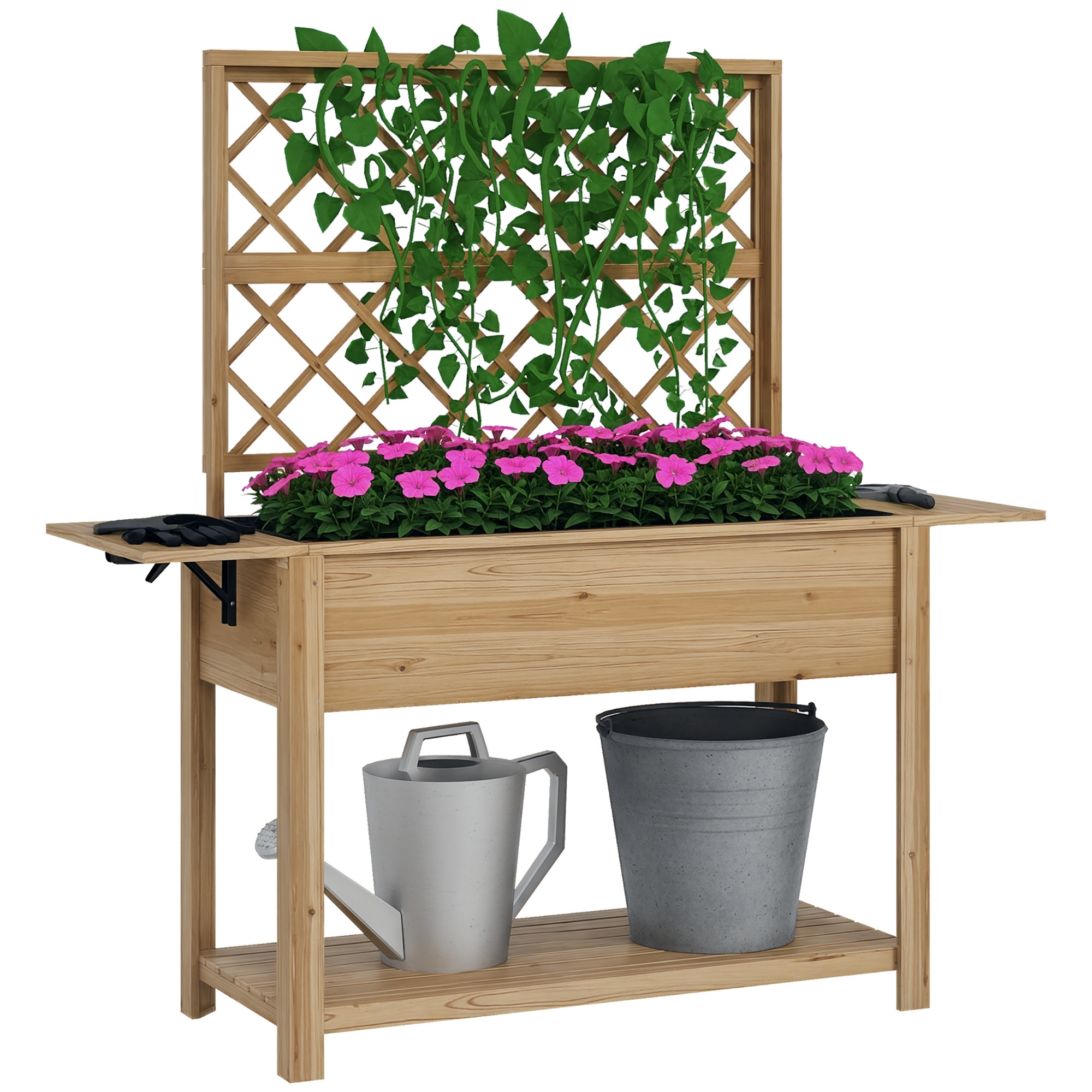 Blumenkasten, Mit Rankgitter, 140 X 45 X 151 Cm, Natur