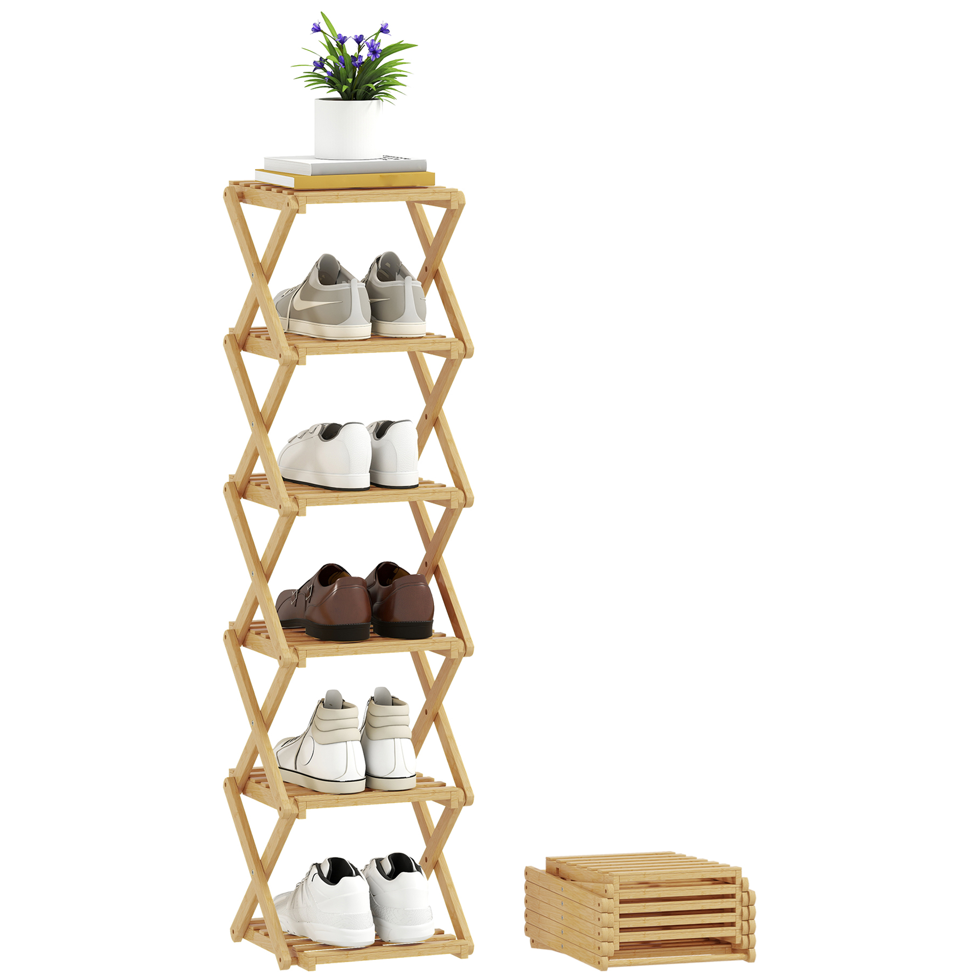 Schuhschrank, Klappbar, 30 X 29 X 108 Cm, Natur
