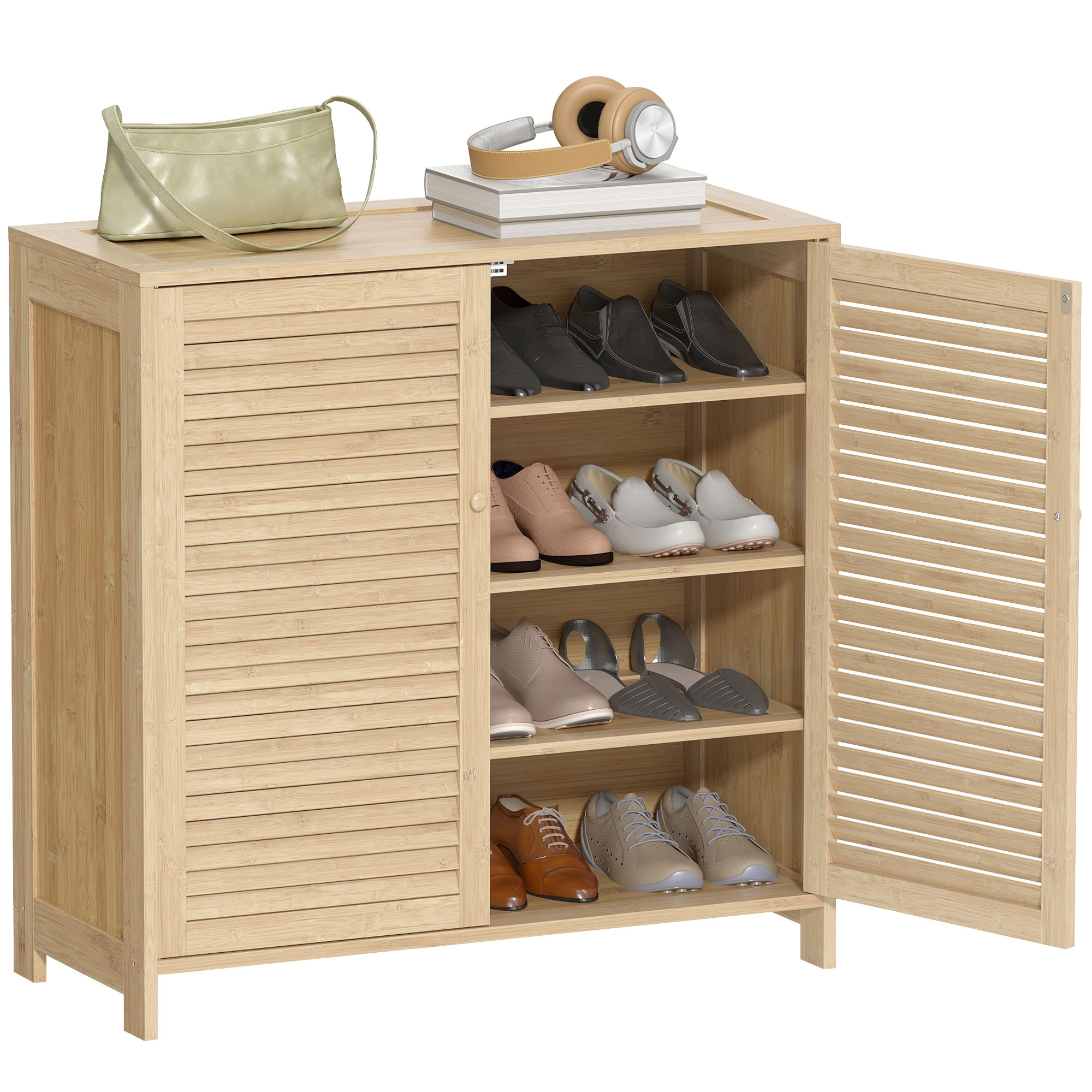 Schuhschrank, Mit Schubladen, 80 X 35 X 80 Cm, Natur
