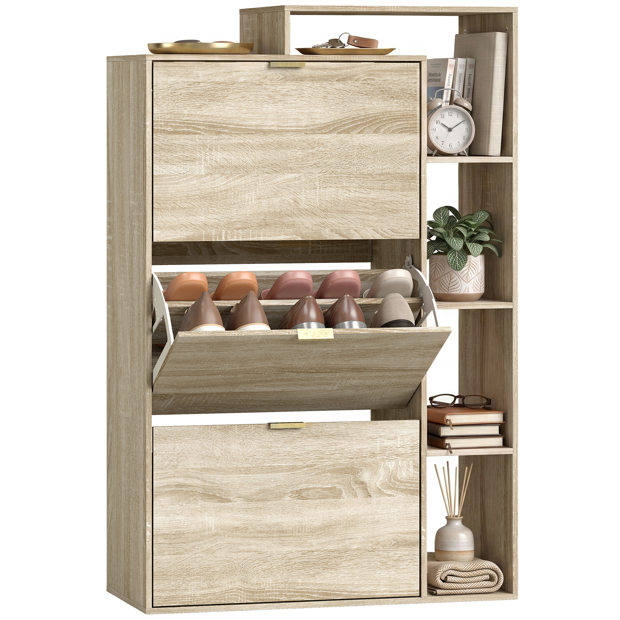 Schuhschrank, Verstellbar, 80 X 25 X 123,8 Cm, Natur