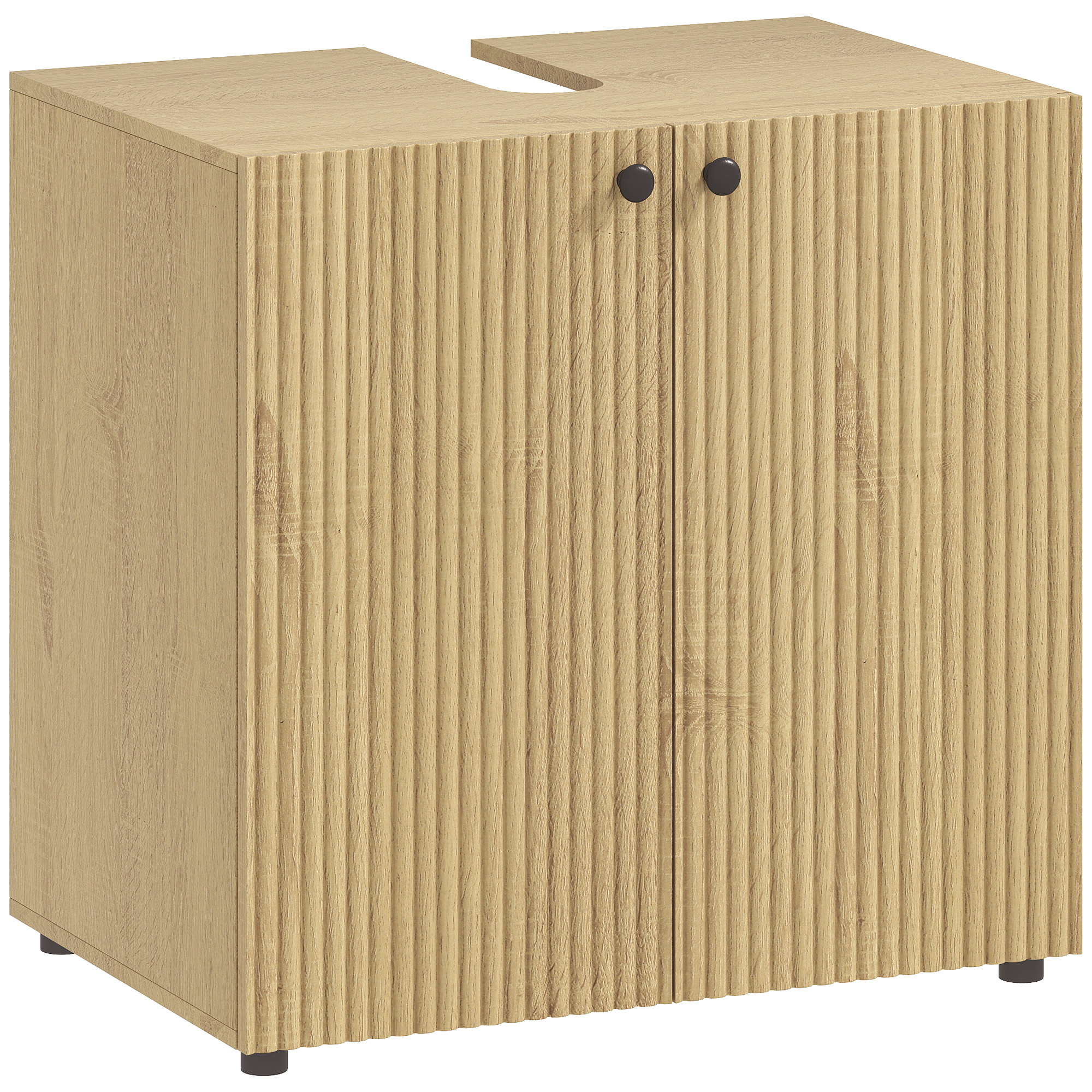 Waschbeckenunterschrank, Mit Türen Und Regal, 60 X 39,8 X 58,5 Cm, Natur
