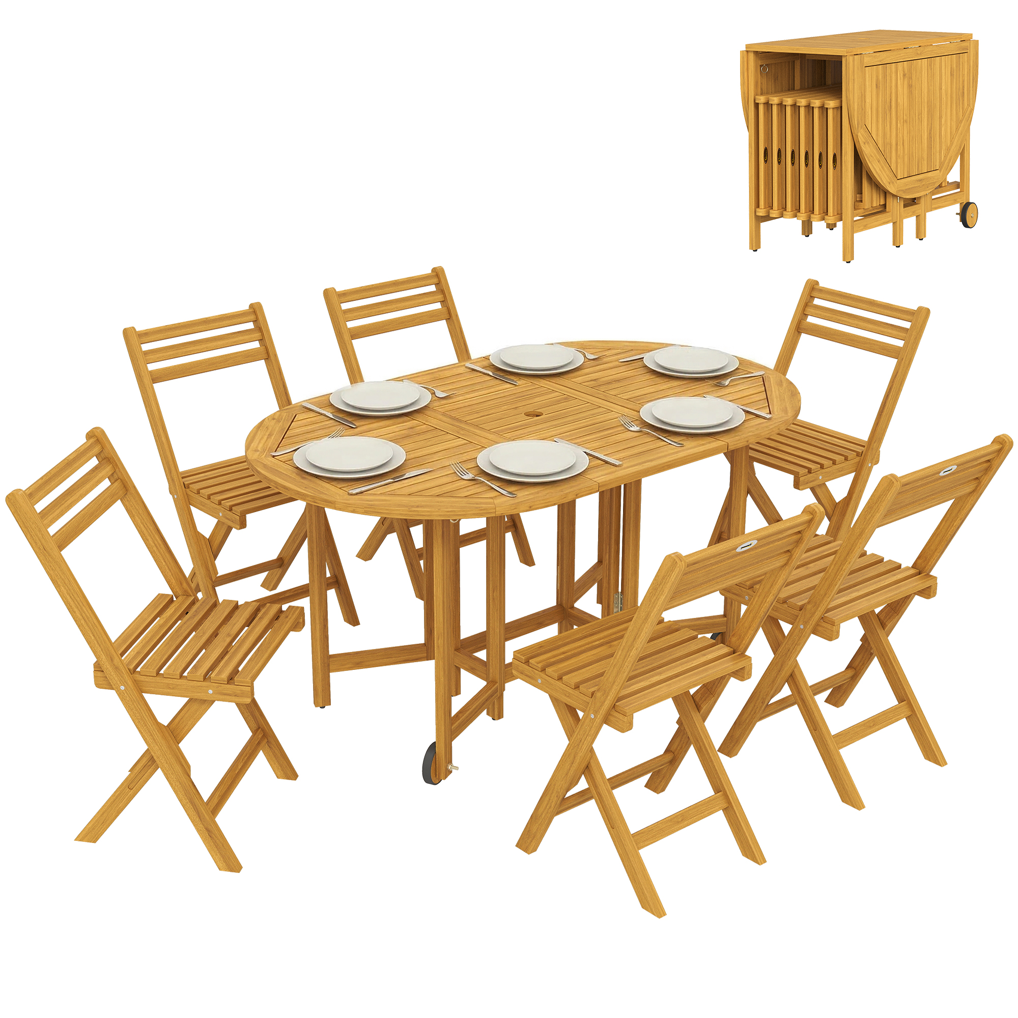 Gartenmöbelset, Mit Tisch Und Sitzgelegenheiten, 150 X 90 X 74 Cm, Natur