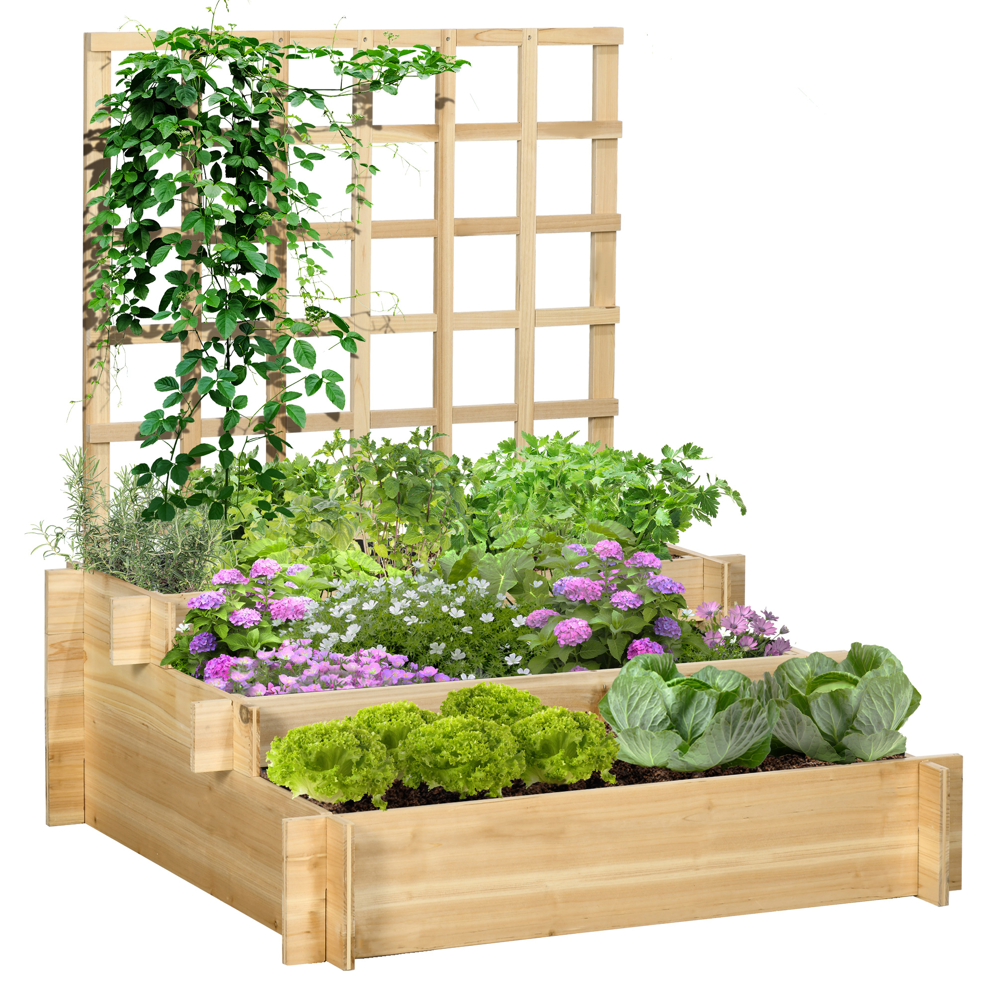 Hochbeet, Mit Stauraum, Wetterfest, 95 X 95 X 110 Cm, Natur