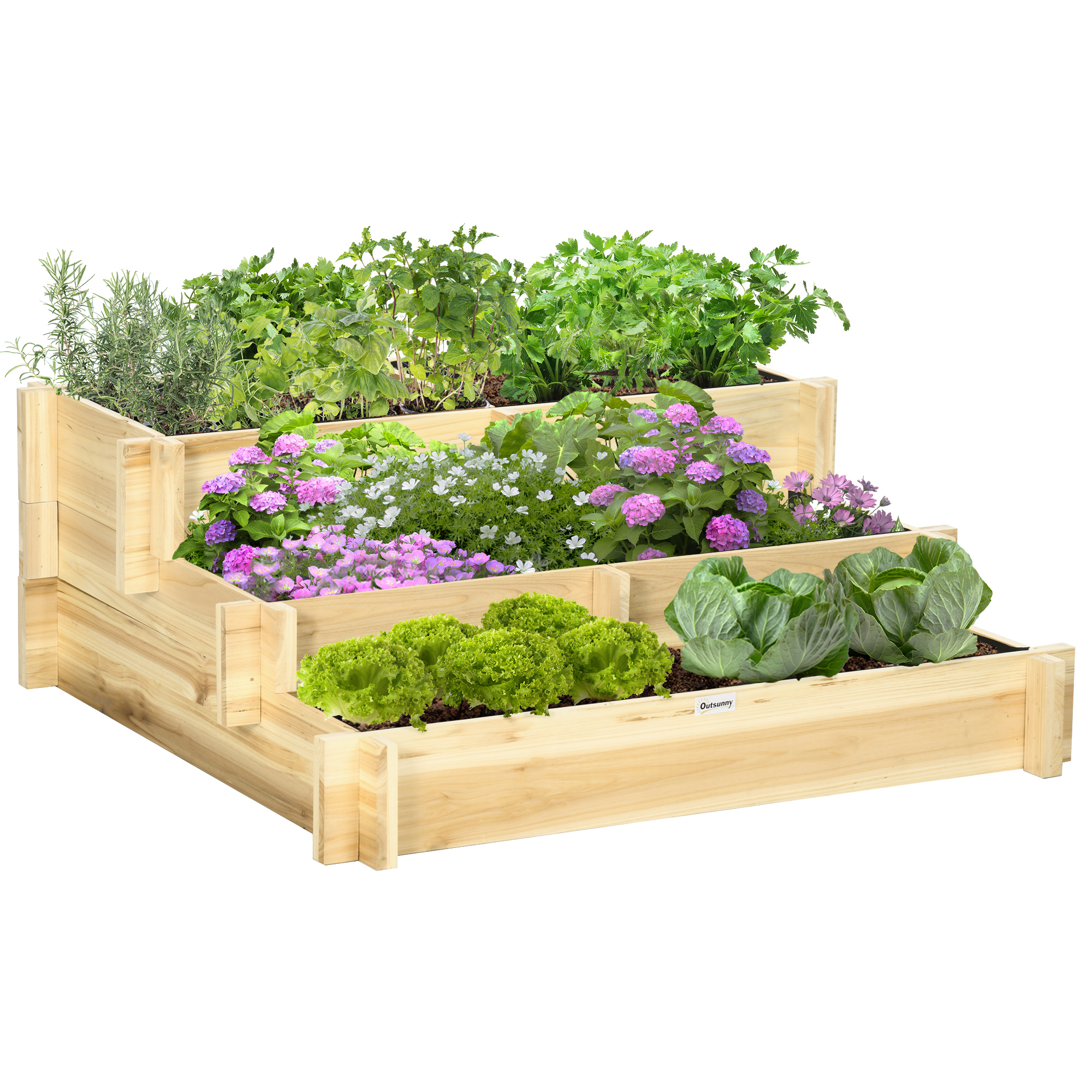 Hochbeet, Ohne Boden Für Optimale Drainage, 93 X 93 X 35 Cm, Natur