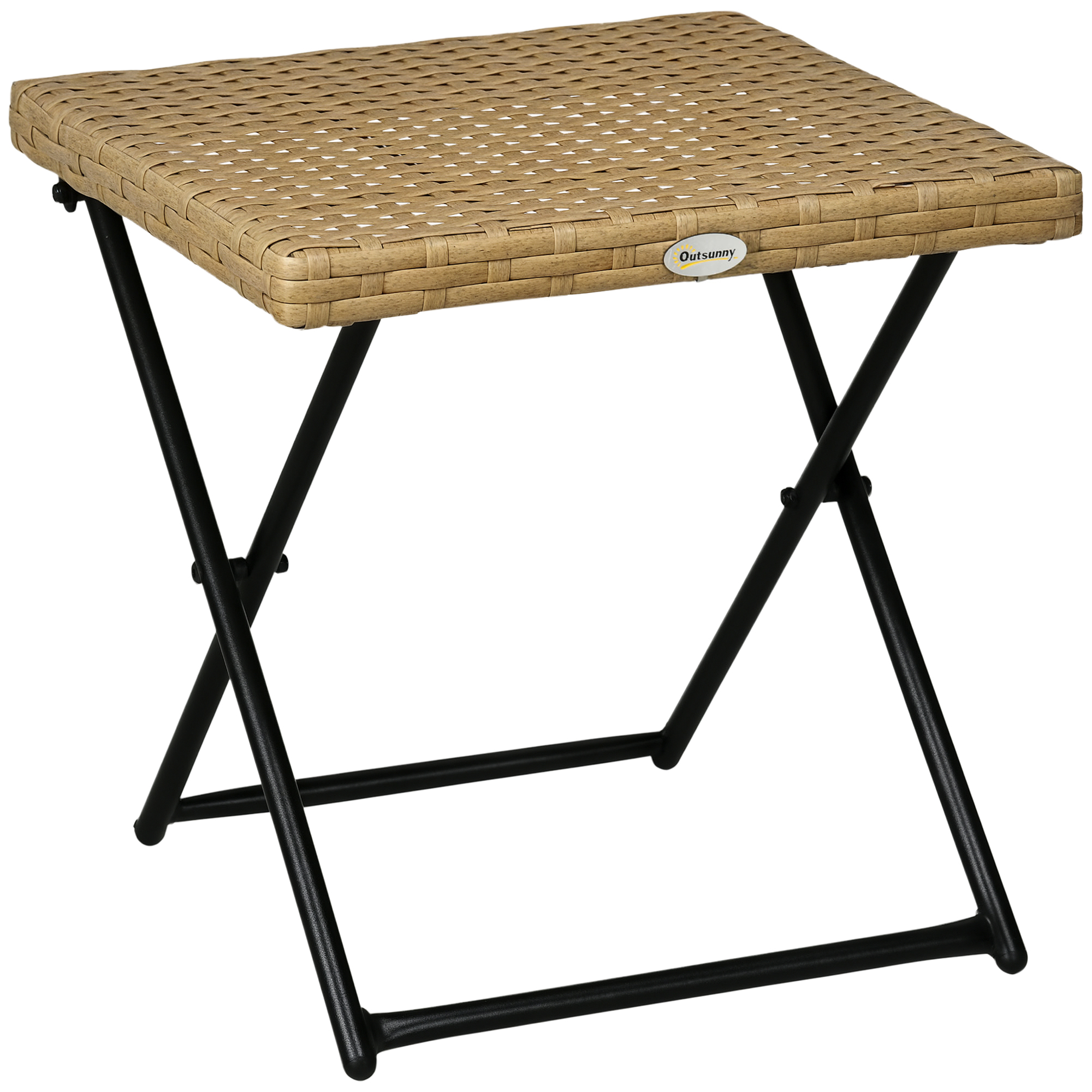 Klappbarer Couchtisch, Geflochtene Rattan-optik, 40 X 40 X 40 Cm, Natur