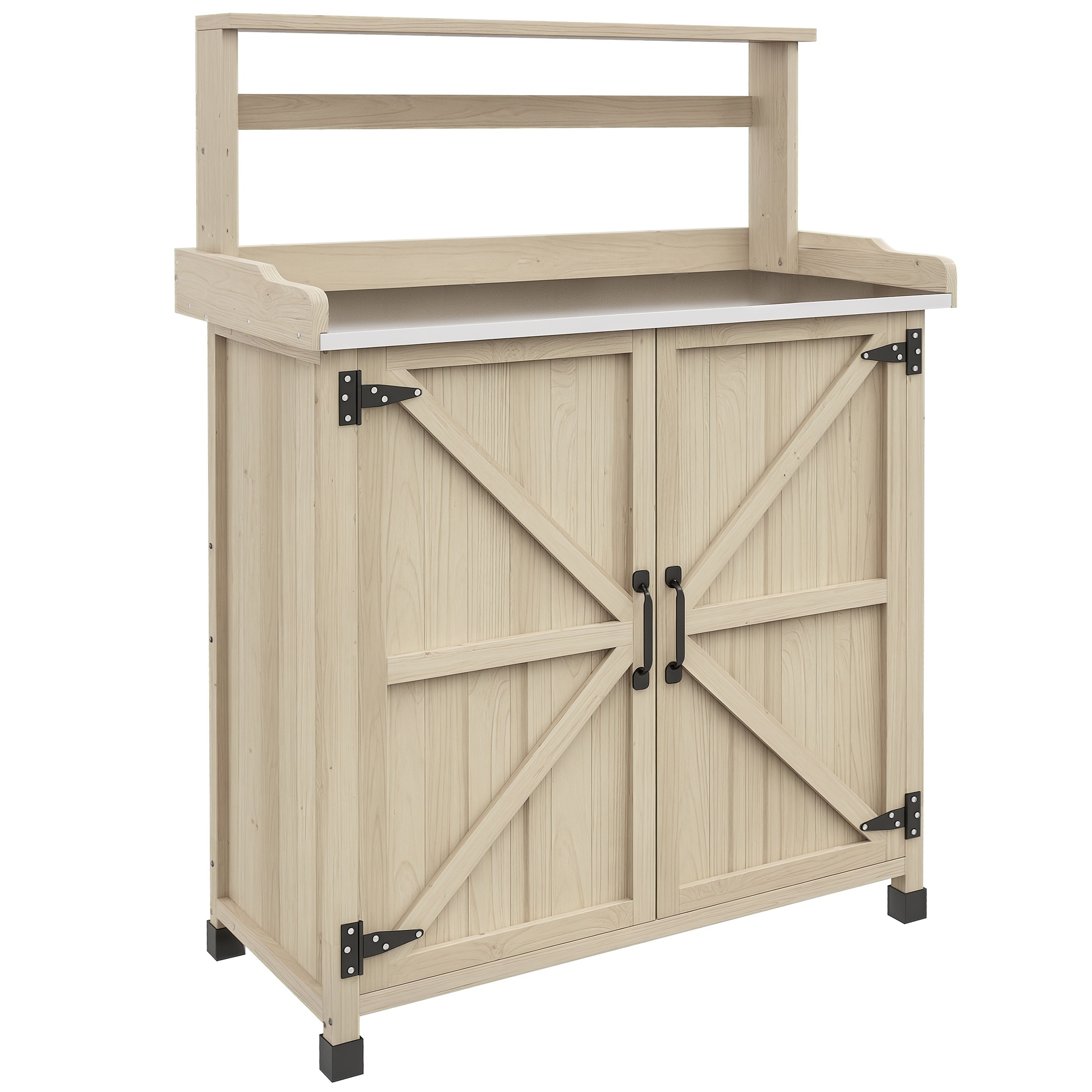 Umtopftisch, Mit Schrank Und Regalen, 90,5 X 41 X 124,5 Cm, Natur