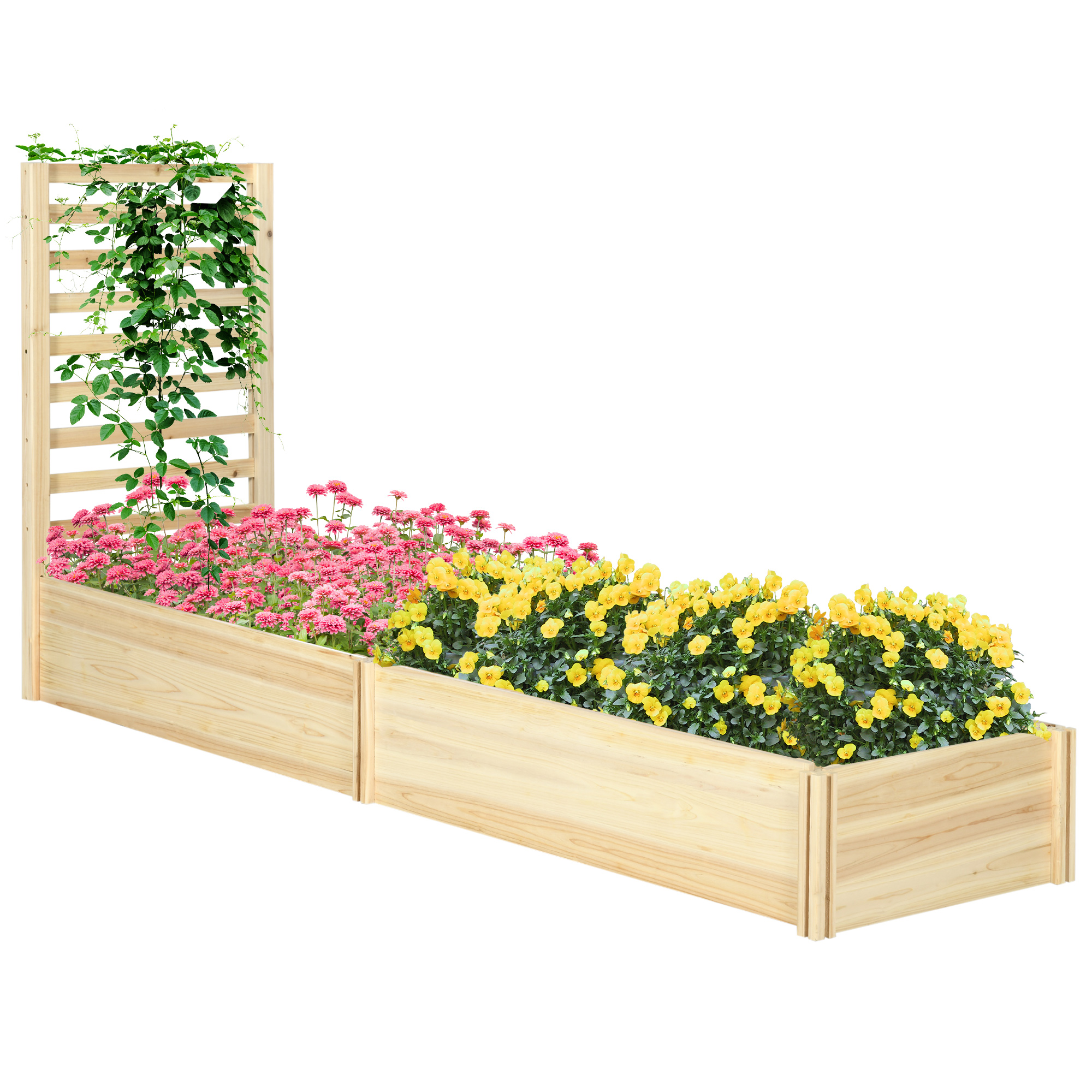 Blumenkasten Mit Rankgitter, Naturholz-optik, 230 X 60 X 110 Cm, Natur