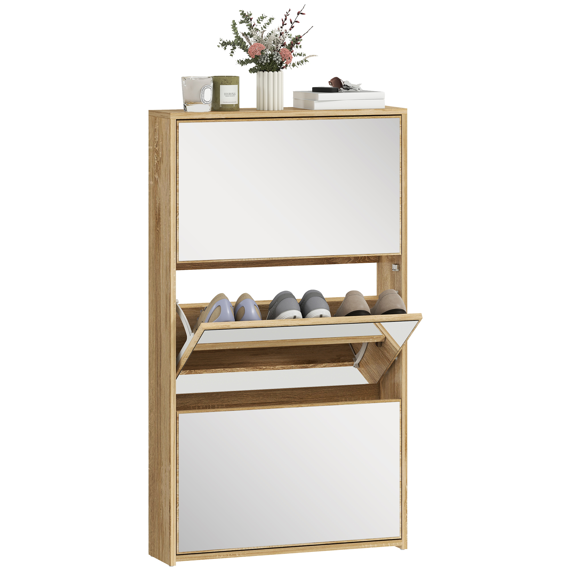 Schuhschrank 9 Paar, 65 X 17 X 114,5 Cm, Natur