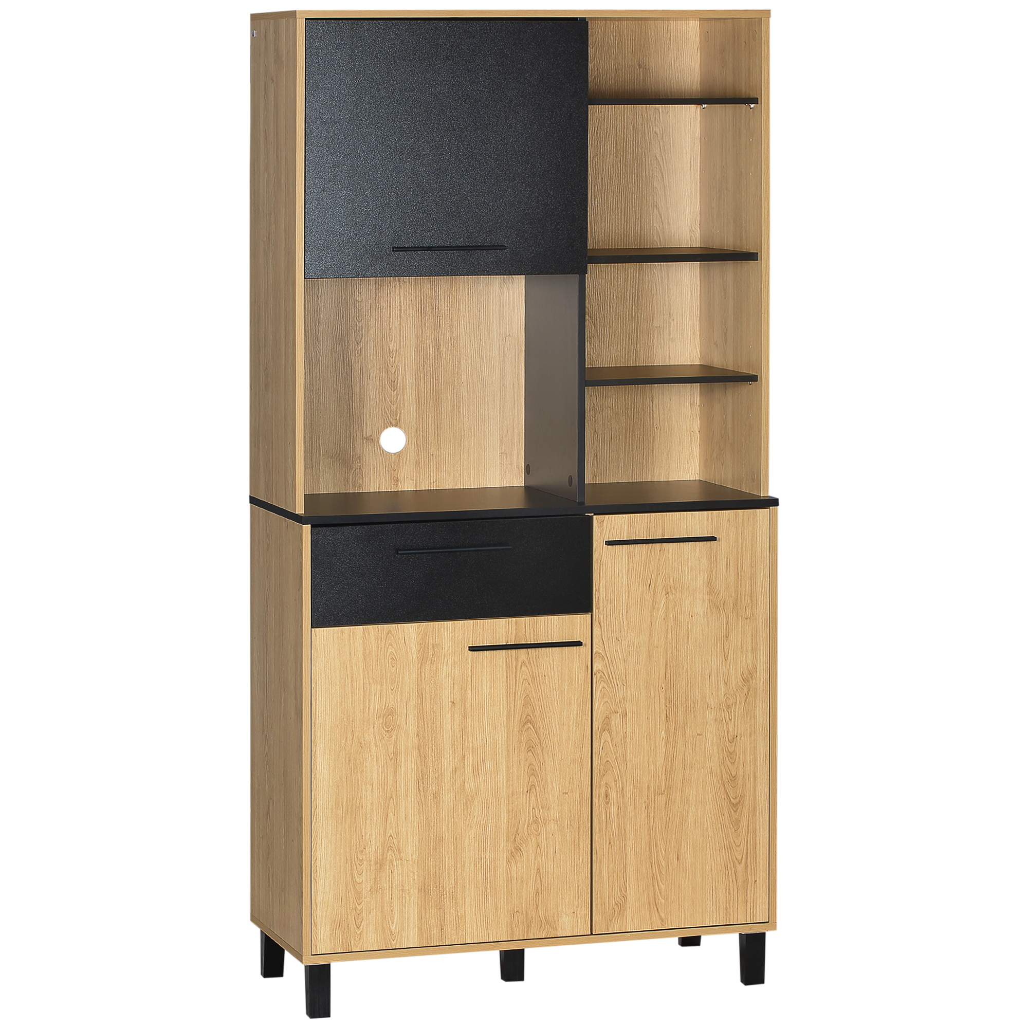 Küchensideboard, Mit Schubladen, 90 X 40 X 180 Cm, Natur